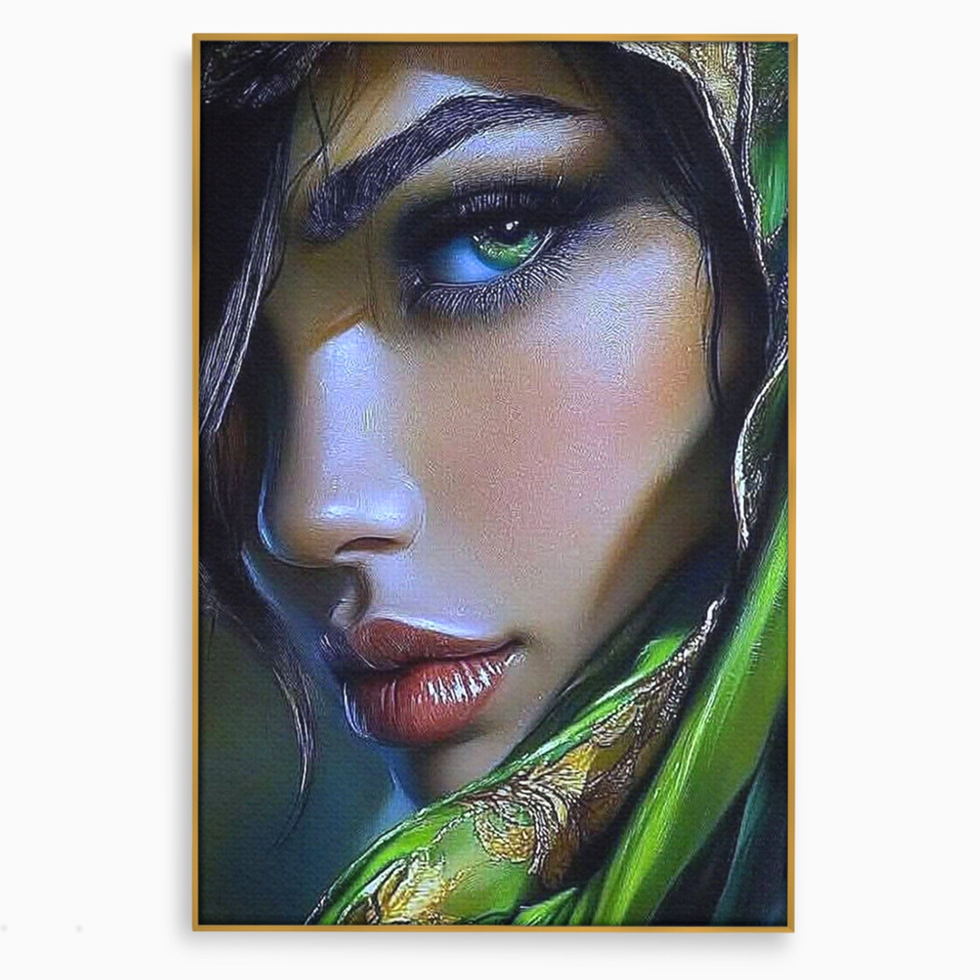 Tablou Canvas Premium LuxCanva® PI1350, Ochiul Fermecator, Portret, Femeie, Mister, Eleganta, Culori Vibrante, Living, Dormitor