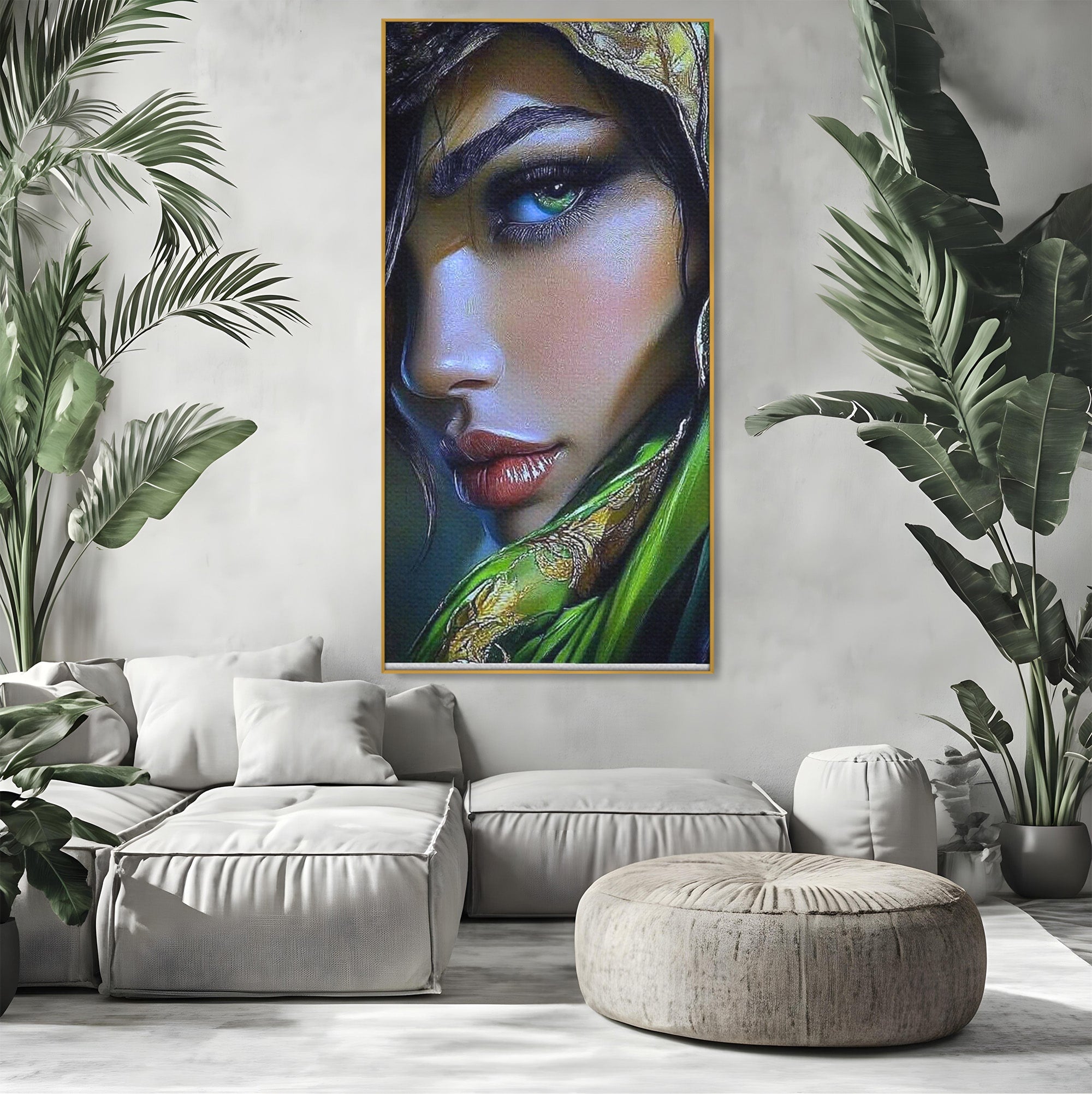 Tablou Canvas Premium LuxCanva® PI1350, Ochiul Fermecator, Portret, Femeie, Mister, Eleganta, Culori Vibrante, Living, Dormitor