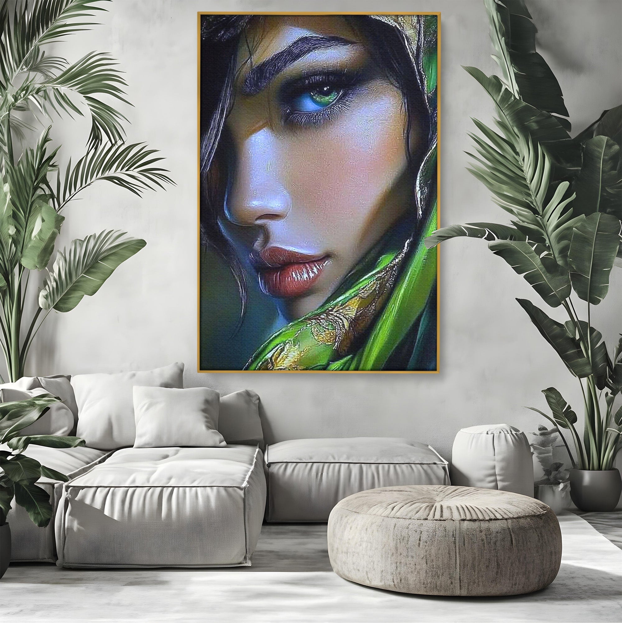 Tablou Canvas Premium LuxCanva® PI1350, Ochiul Fermecator, Portret, Femeie, Mister, Eleganta, Culori Vibrante, Living, Dormitor