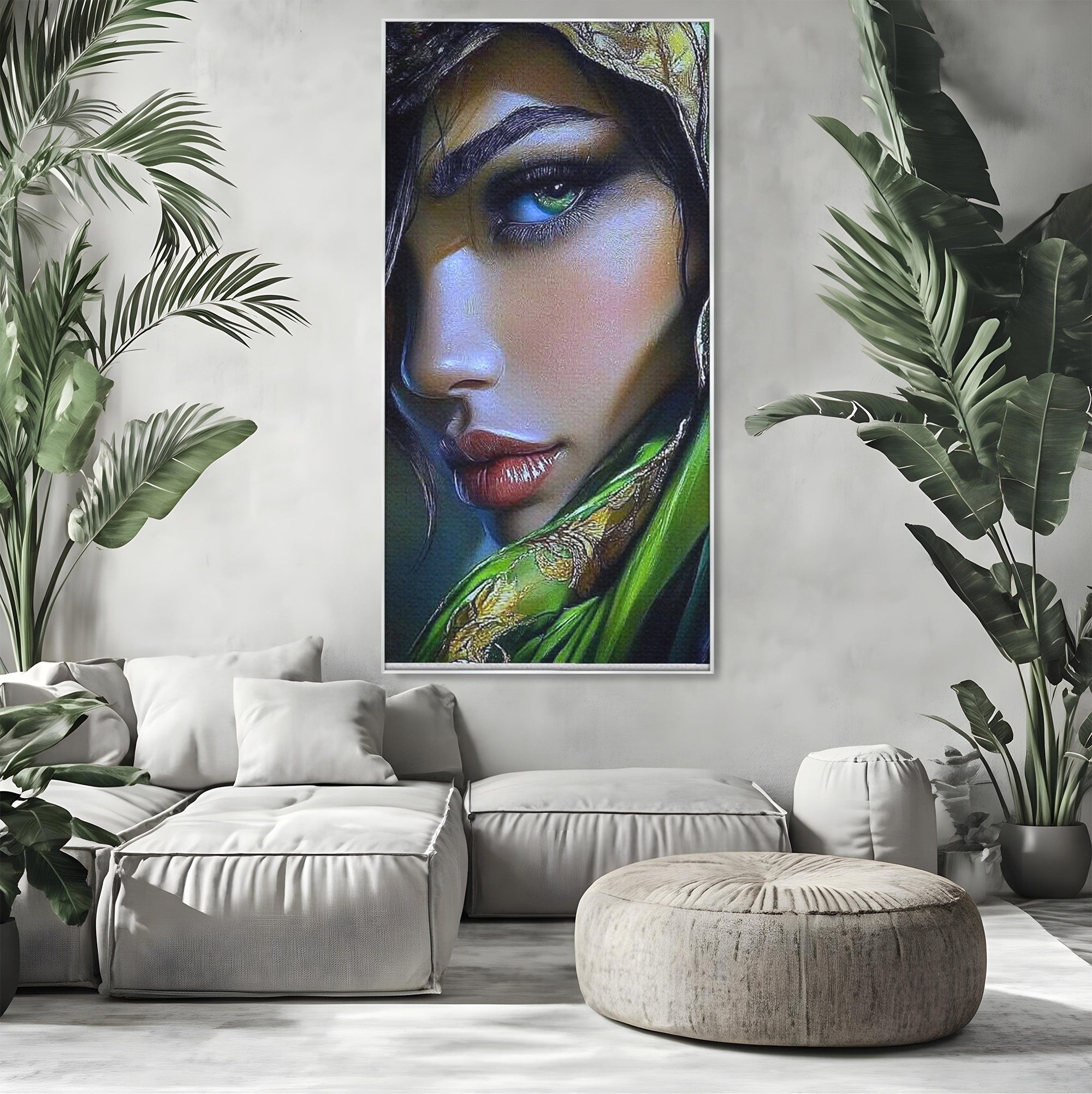 Tablou Canvas Premium LuxCanva® PI1350, Ochiul Fermecator, Portret, Femeie, Mister, Eleganta, Culori Vibrante, Living, Dormitor
