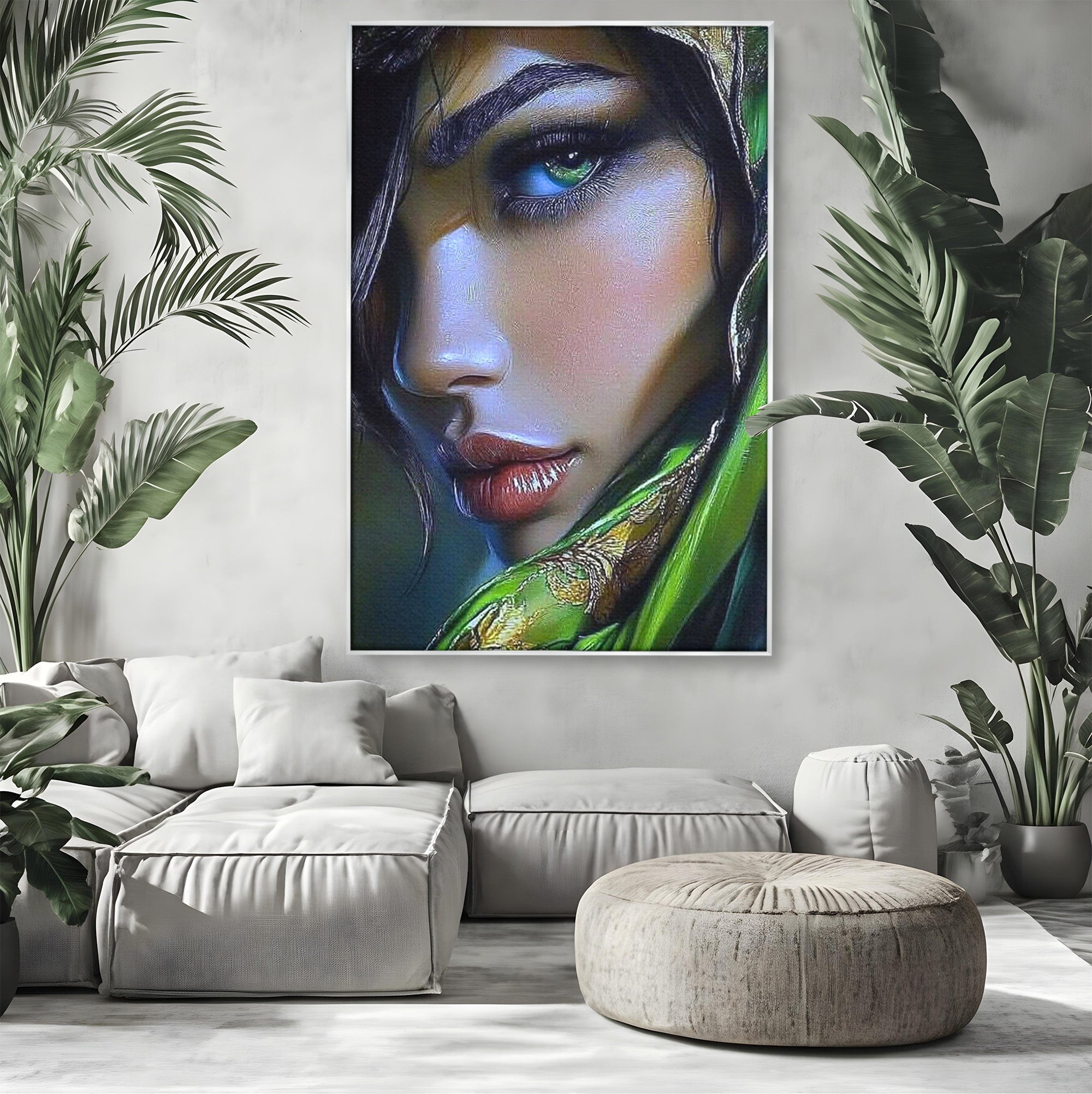 Tablou Canvas Premium LuxCanva® PI1350, Ochiul Fermecator, Portret, Femeie, Mister, Eleganta, Culori Vibrante, Living, Dormitor