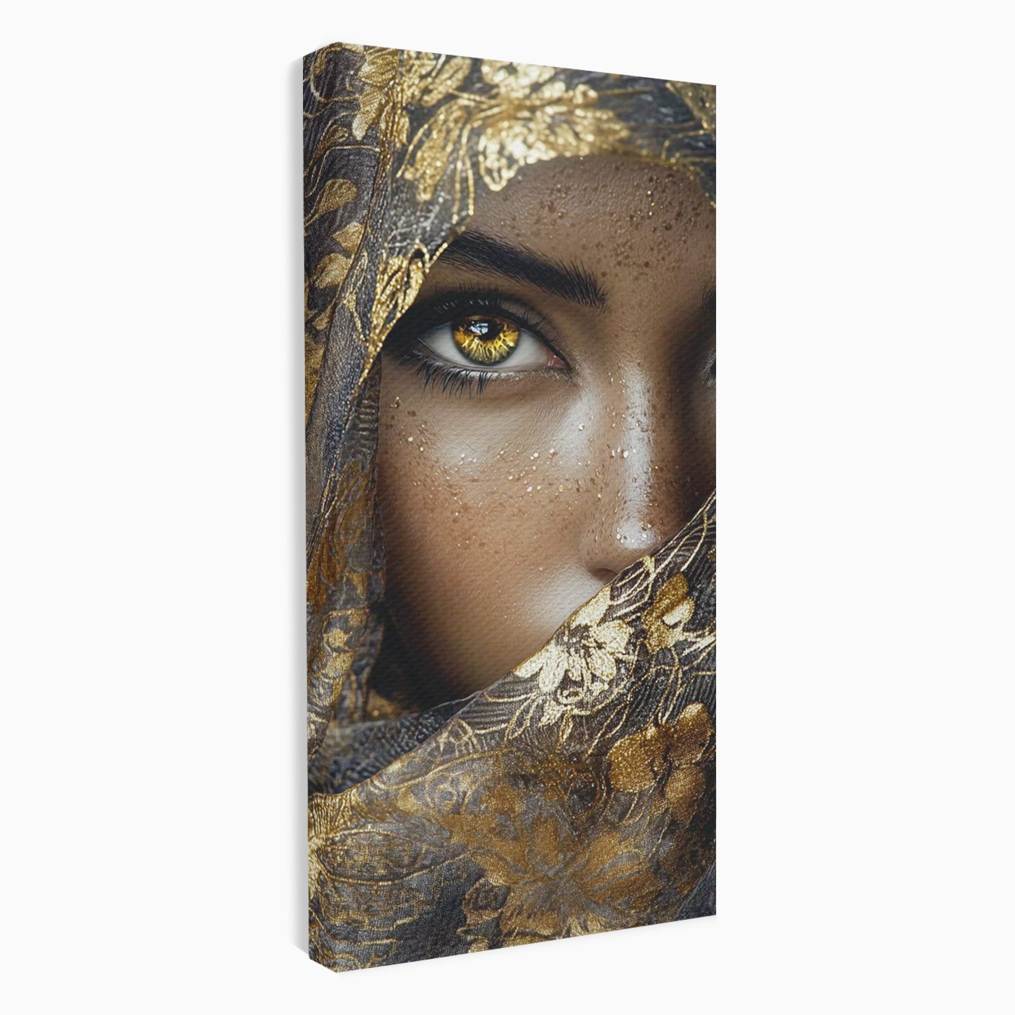 Tablou Canvas Premium LuxCanva® PI1351, Ochii Aurii, Portret, Femeie, Voal, Printesa, Culori Vibrante, Living, Dormitor, Salon