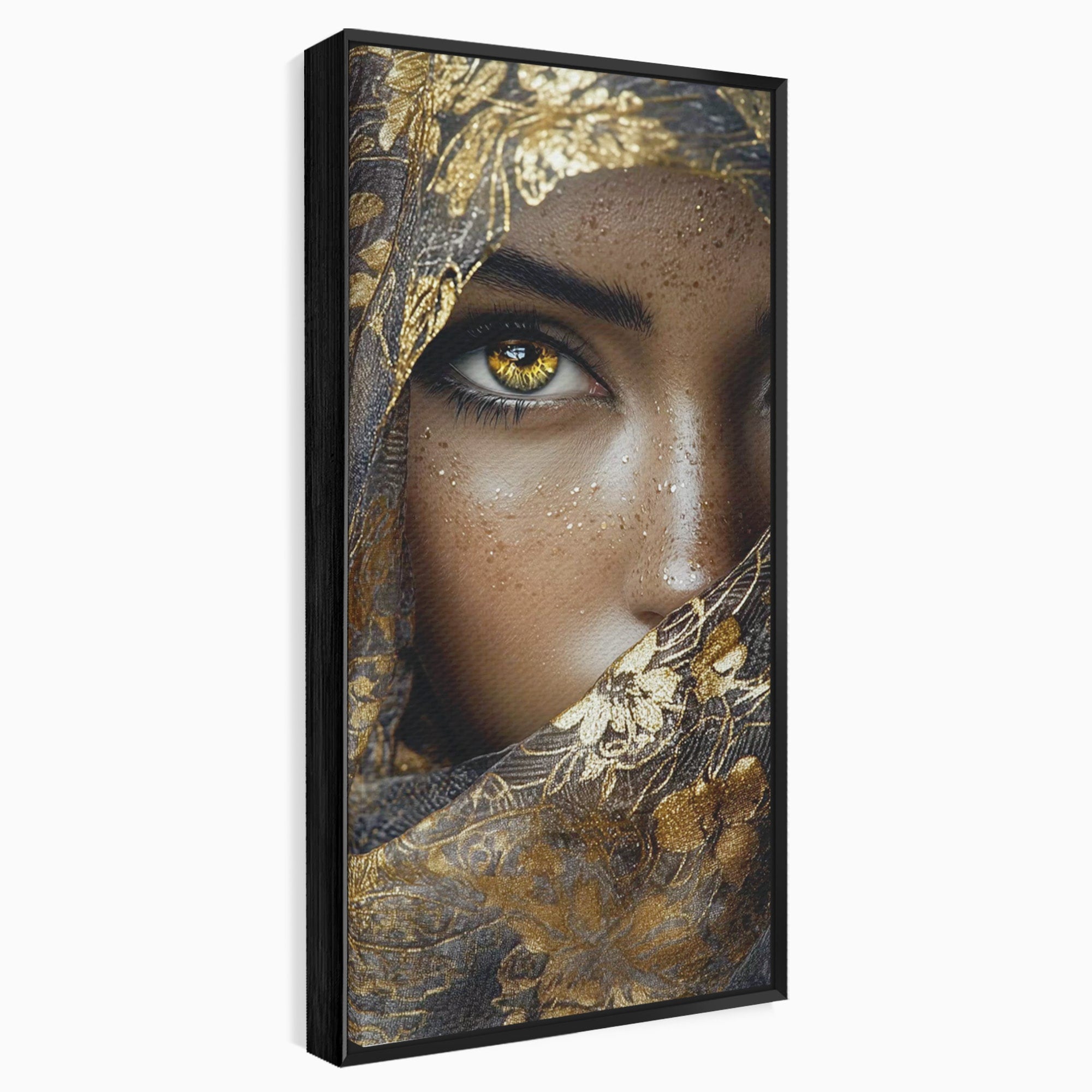Tablou Canvas Premium LuxCanva® PI1351, Ochii Aurii, Portret, Femeie, Voal, Printesa, Culori Vibrante, Living, Dormitor, Salon