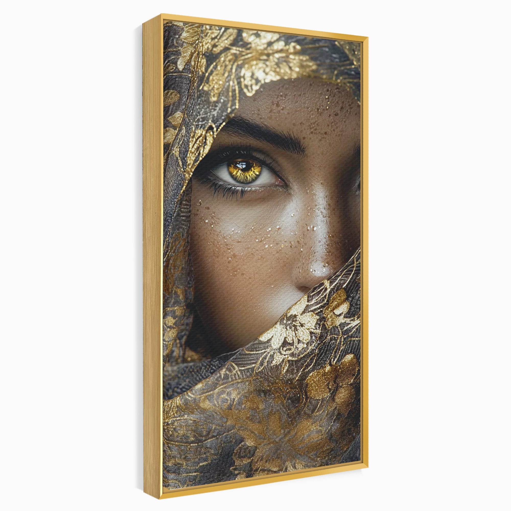 Tablou Canvas Premium LuxCanva® PI1351, Ochii Aurii, Portret, Femeie, Voal, Printesa, Culori Vibrante, Living, Dormitor, Salon