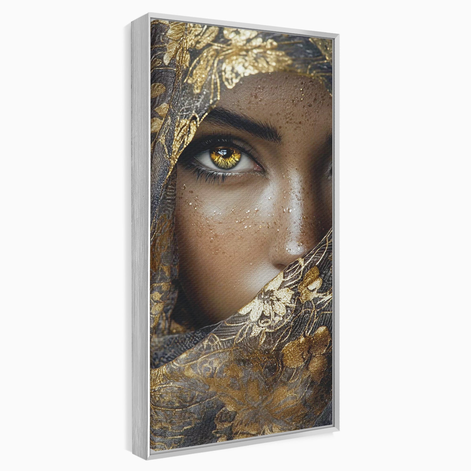 Tablou Canvas Premium LuxCanva® PI1351, Ochii Aurii, Portret, Femeie, Voal, Printesa, Culori Vibrante, Living, Dormitor, Salon