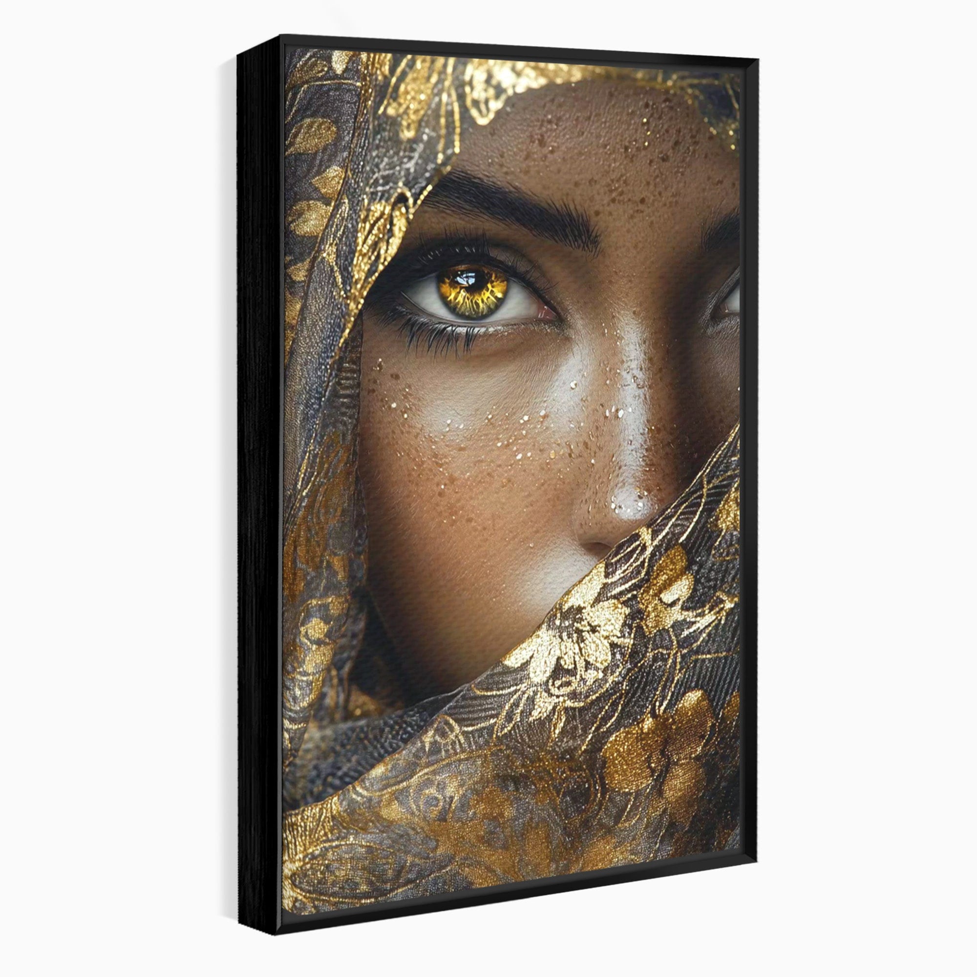 Tablou Canvas Premium LuxCanva® PI1351, Ochii Aurii, Portret, Femeie, Voal, Printesa, Culori Vibrante, Living, Dormitor, Salon