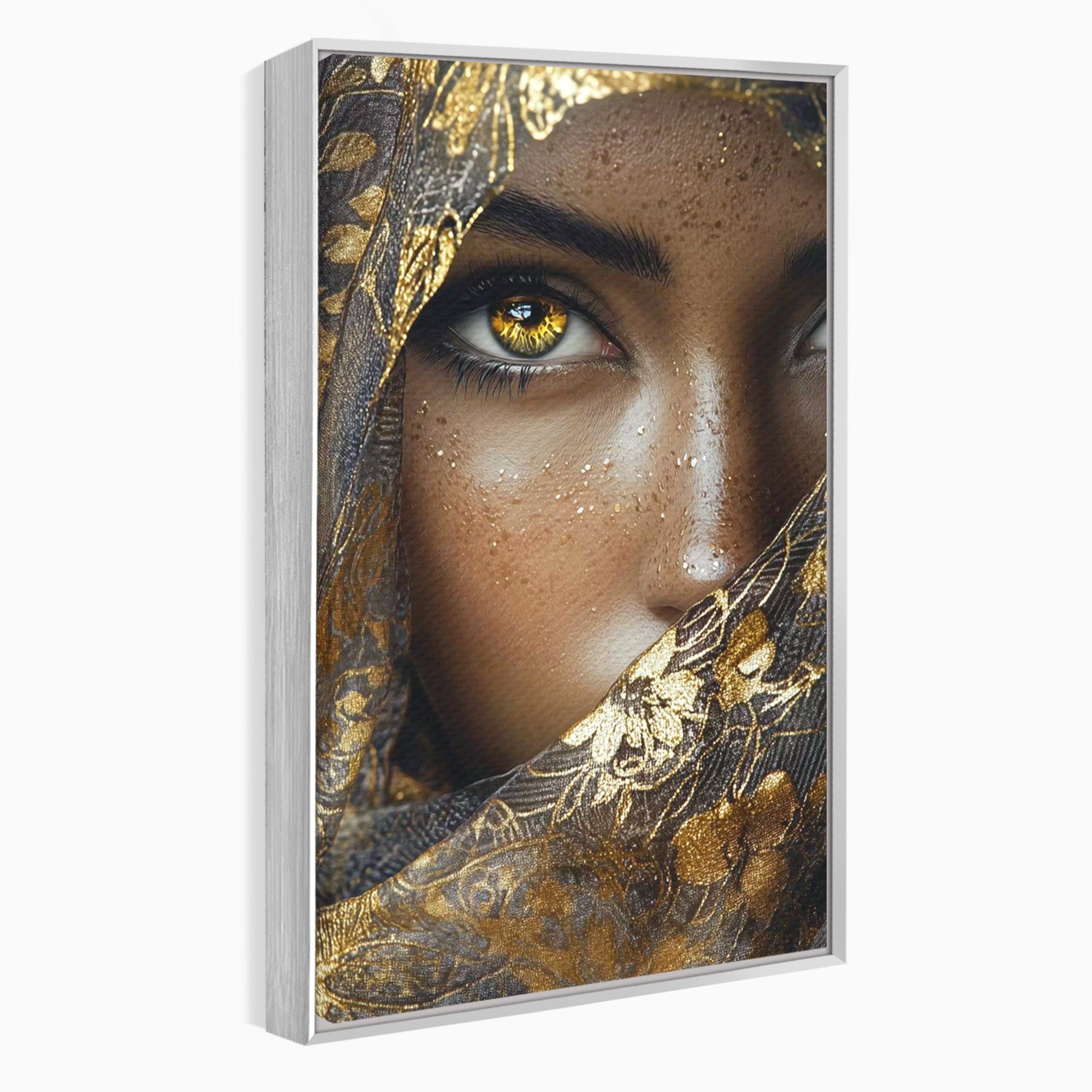 Tablou Canvas Premium LuxCanva® PI1351, Ochii Aurii, Portret, Femeie, Voal, Printesa, Culori Vibrante, Living, Dormitor, Salon