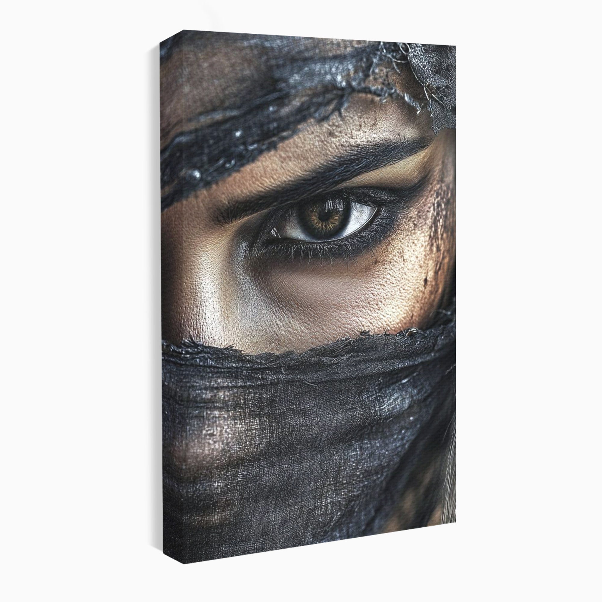 Tablou Canvas Premium LuxCanva® PI1352, Ochiul Enigmatic, Portret, Voal, Femeie, Ochi, Arta, Culori Vibrante, Living, Dormitor, Salon