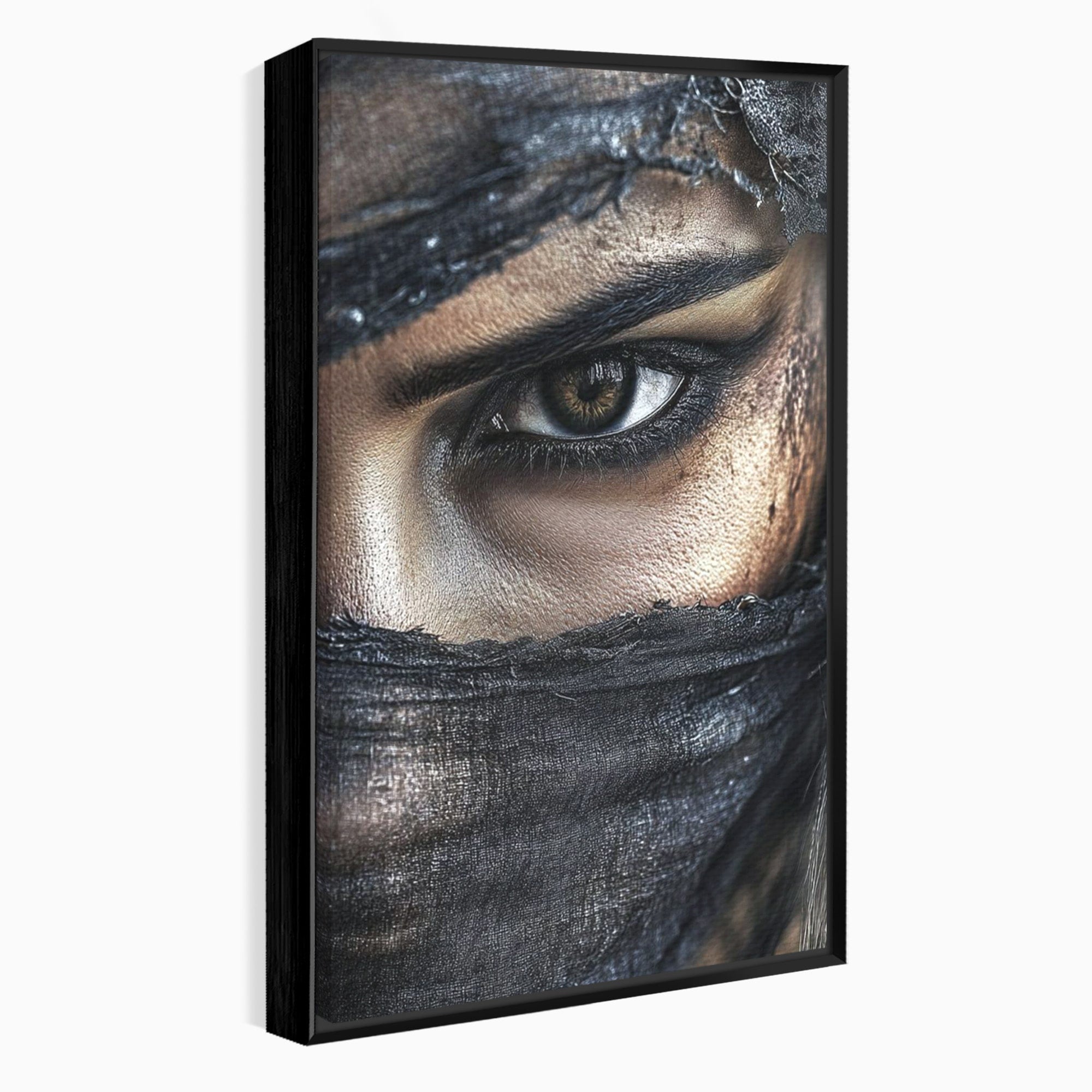 Tablou Canvas Premium LuxCanva® PI1352, Ochiul Enigmatic, Portret, Voal, Femeie, Ochi, Arta, Culori Vibrante, Living, Dormitor, Salon