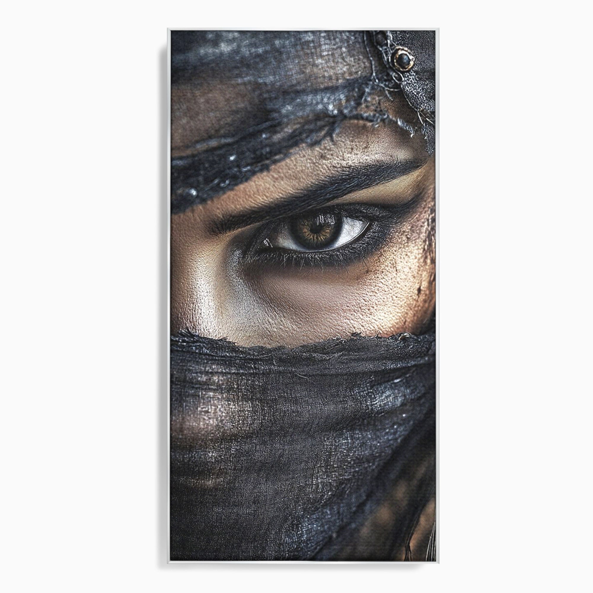 Tablou Canvas Premium LuxCanva® PI1352, Ochiul Enigmatic, Portret, Voal, Femeie, Ochi, Arta, Culori Vibrante, Living, Dormitor, Salon