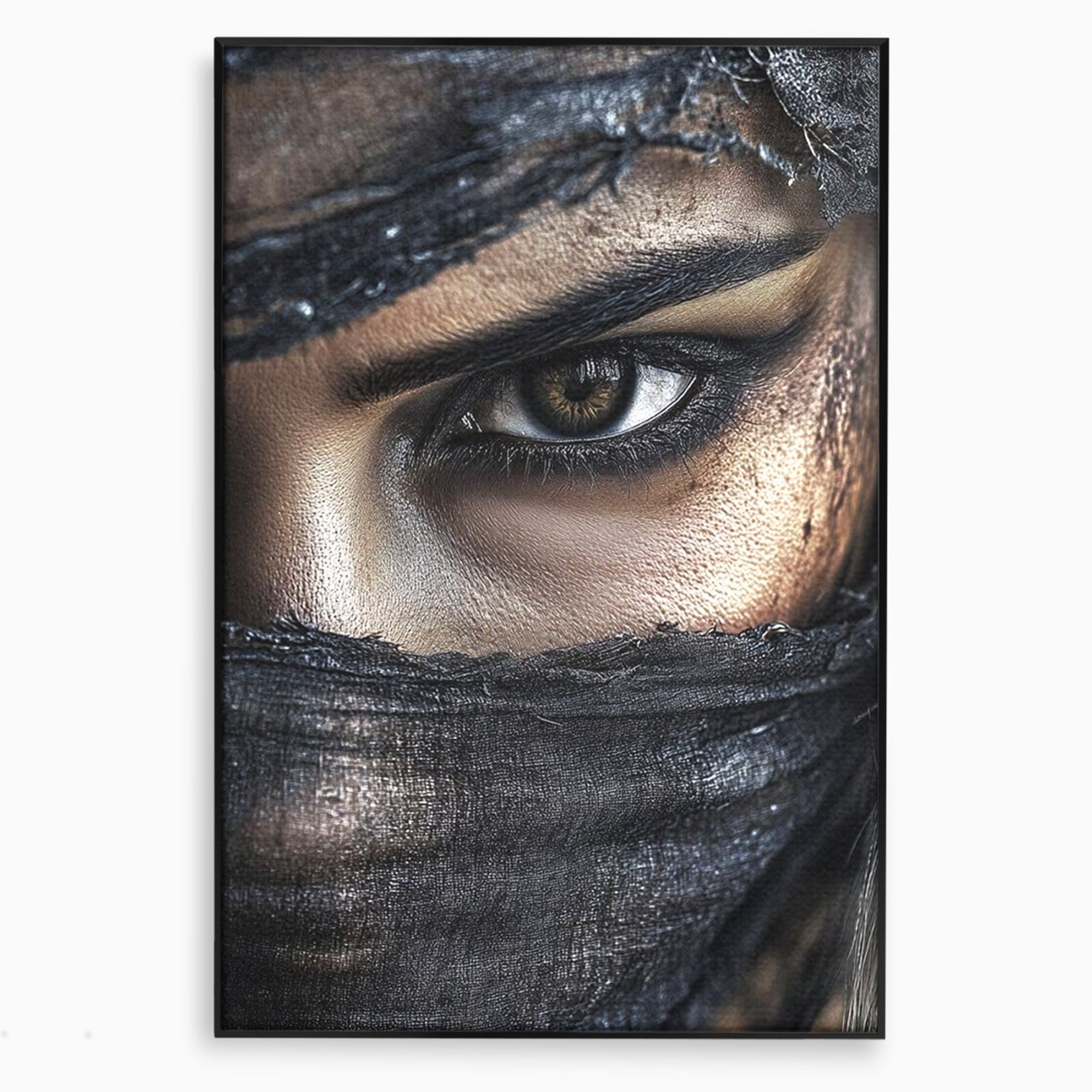 Tablou Canvas Premium LuxCanva® PI1352, Ochiul Enigmatic, Portret, Voal, Femeie, Ochi, Arta, Culori Vibrante, Living, Dormitor, Salon
