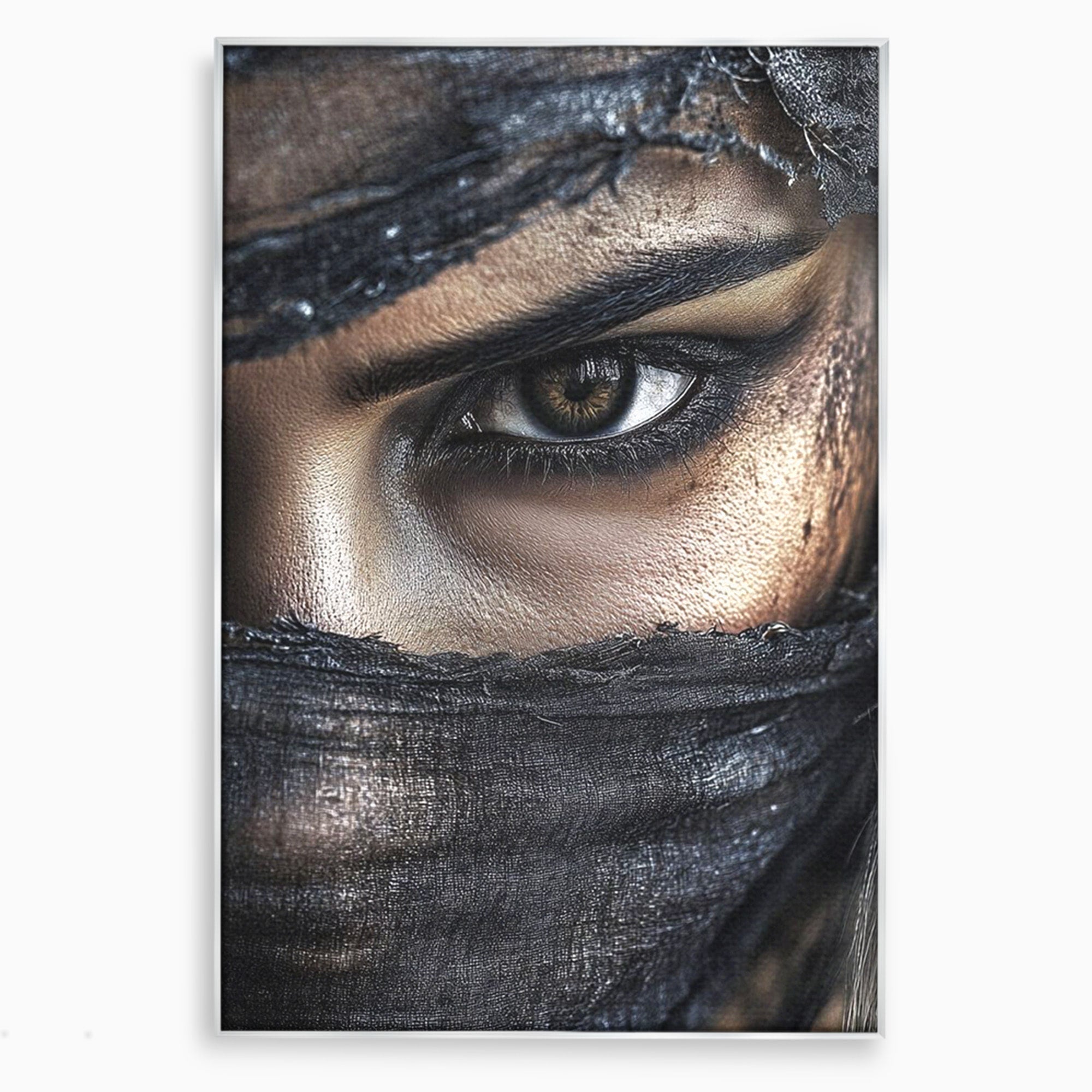 Tablou Canvas Premium LuxCanva® PI1352, Ochiul Enigmatic, Portret, Voal, Femeie, Ochi, Arta, Culori Vibrante, Living, Dormitor, Salon