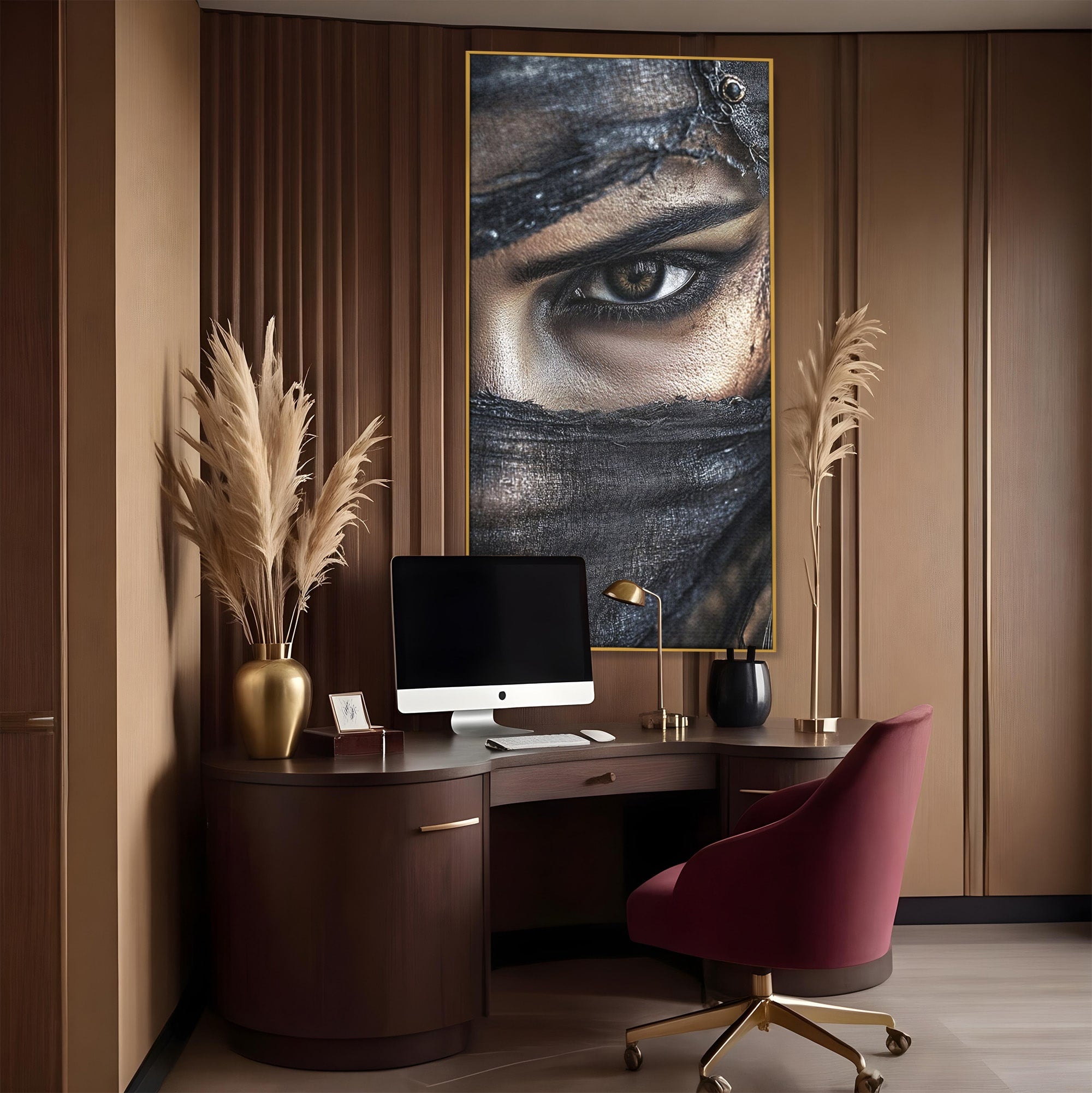 Tablou Canvas Premium LuxCanva® PI1352, Ochiul Enigmatic, Portret, Voal, Femeie, Ochi, Arta, Culori Vibrante, Living, Dormitor, Salon