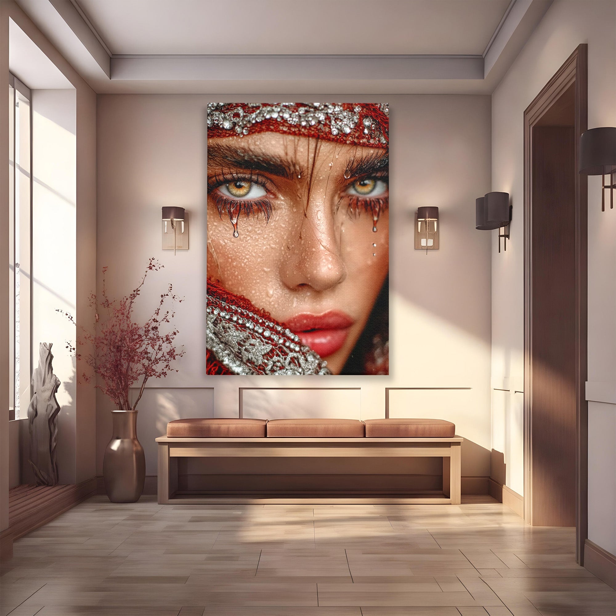 Tablou Canvas Premium LuxCanva® PI1353, Privire Hipnotica, Seductie, Exotic, Mister, Emotie, Detalii, Culori Vibrante, Living, Dormitor, Salon