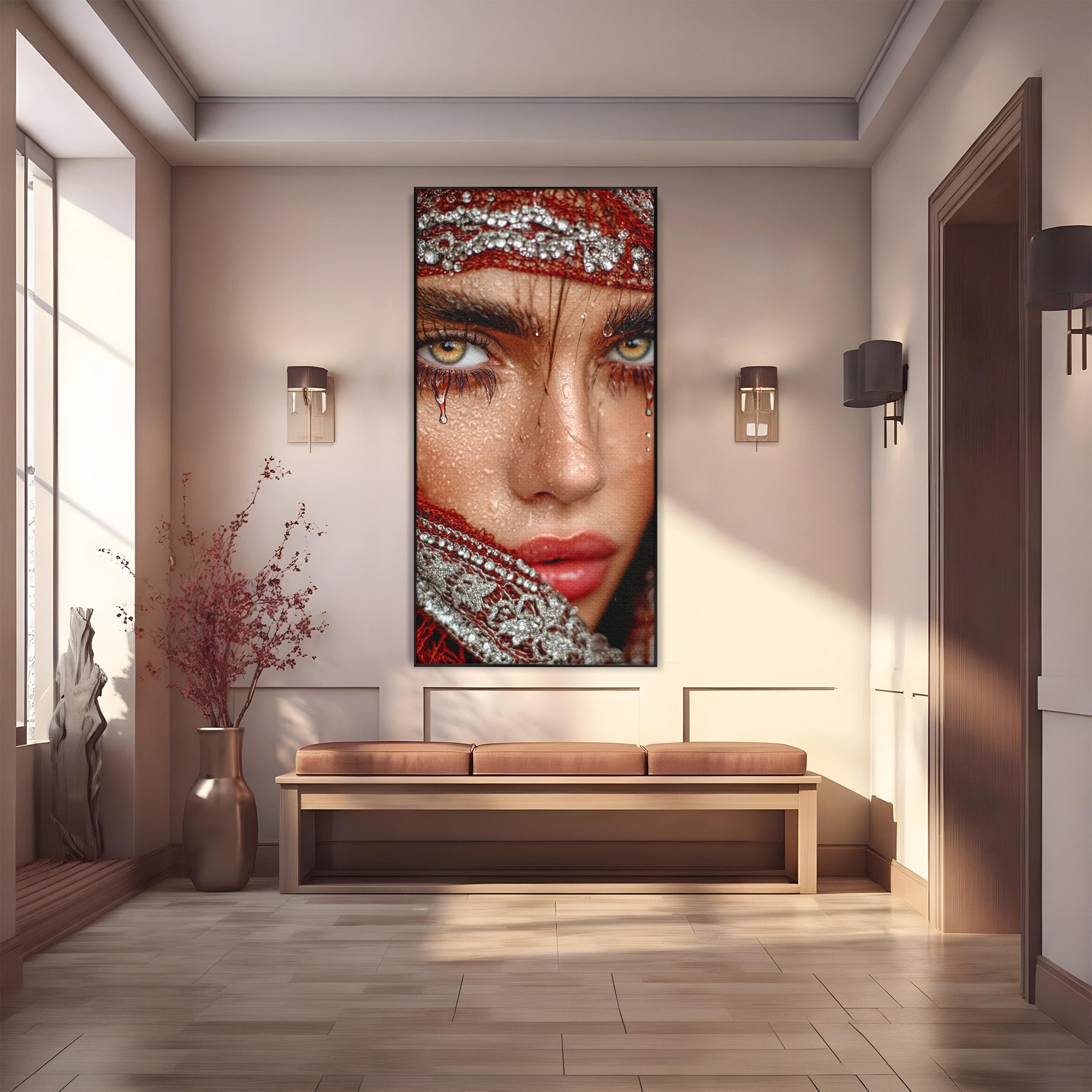 Tablou Canvas Premium LuxCanva® PI1353, Privire Hipnotica, Seductie, Exotic, Mister, Emotie, Detalii, Culori Vibrante, Living, Dormitor, Salon