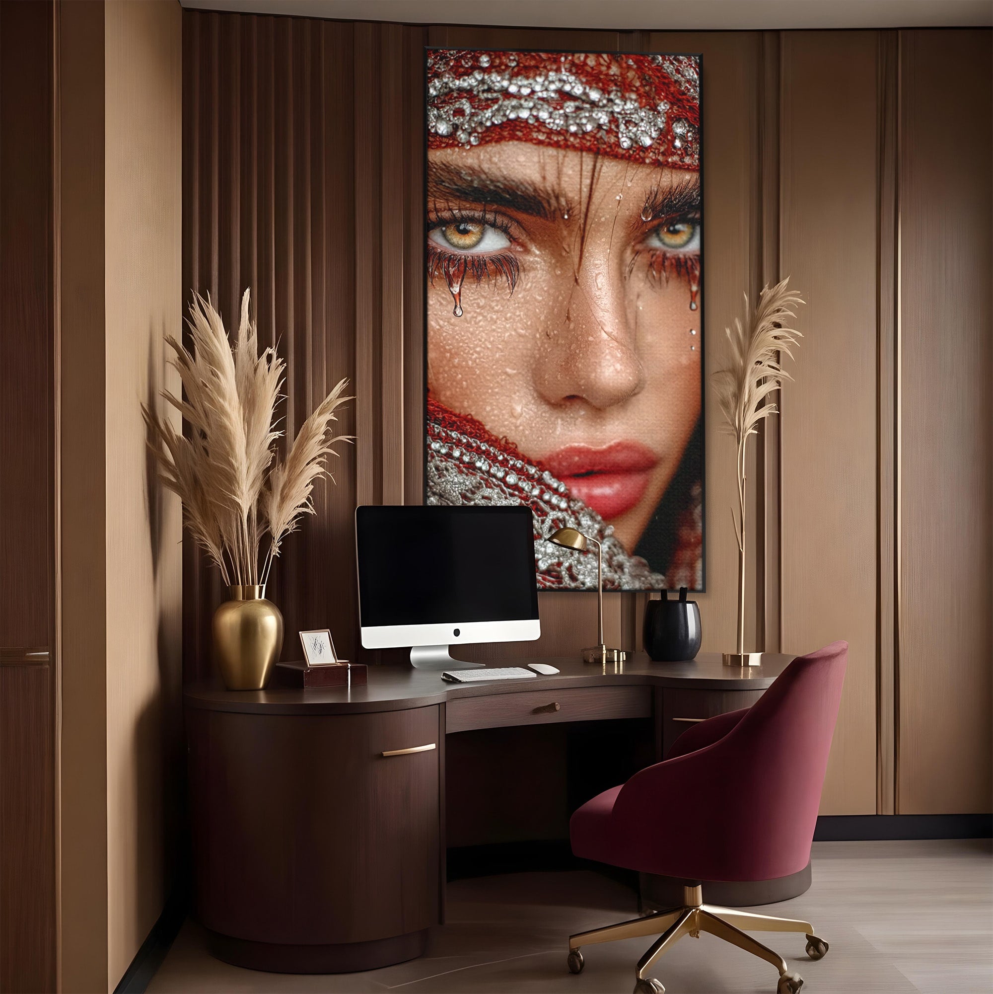 Tablou Canvas Premium LuxCanva® PI1353, Privire Hipnotica, Seductie, Exotic, Mister, Emotie, Detalii, Culori Vibrante, Living, Dormitor, Salon