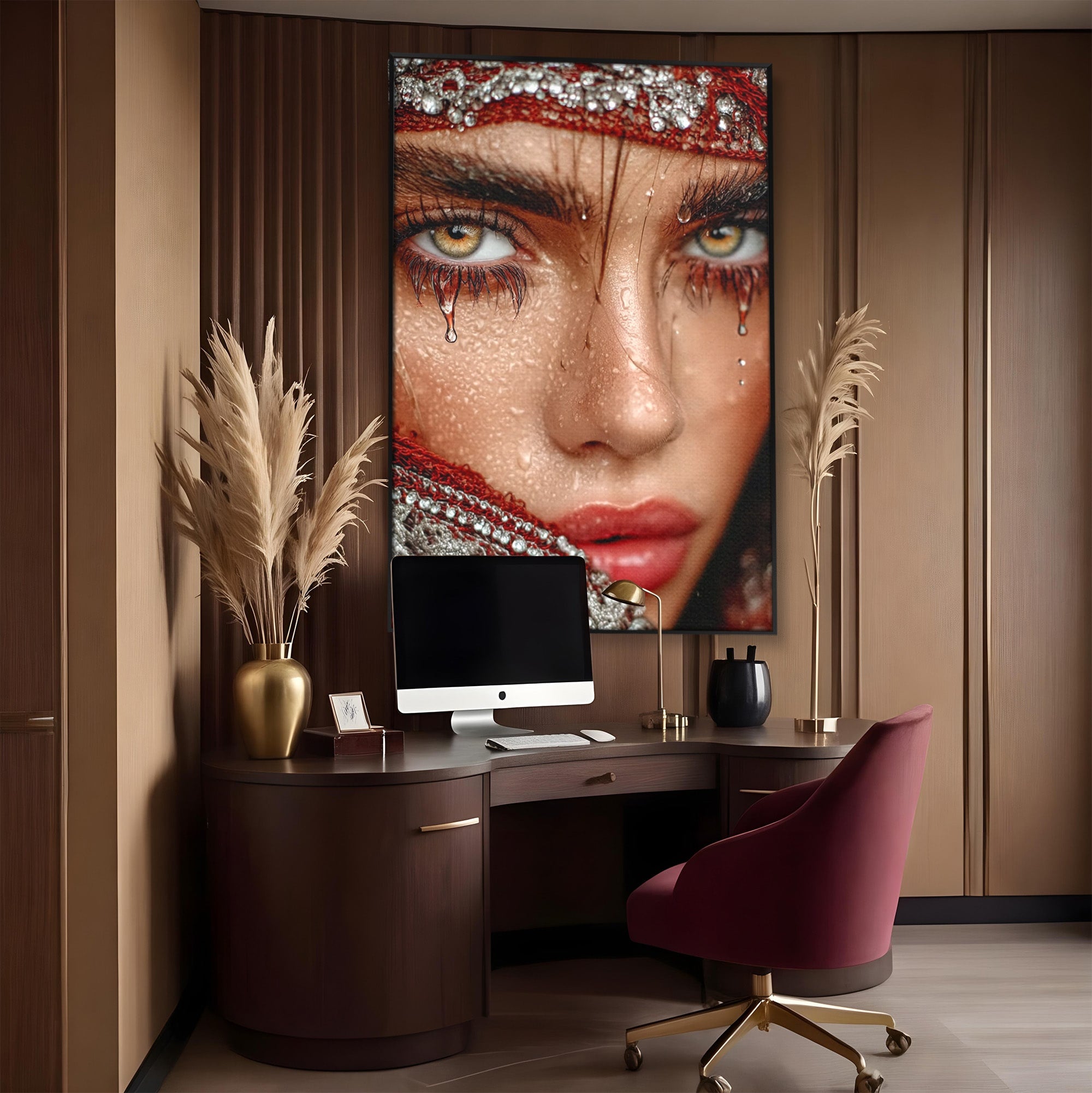 Tablou Canvas Premium LuxCanva® PI1353, Privire Hipnotica, Seductie, Exotic, Mister, Emotie, Detalii, Culori Vibrante, Living, Dormitor, Salon