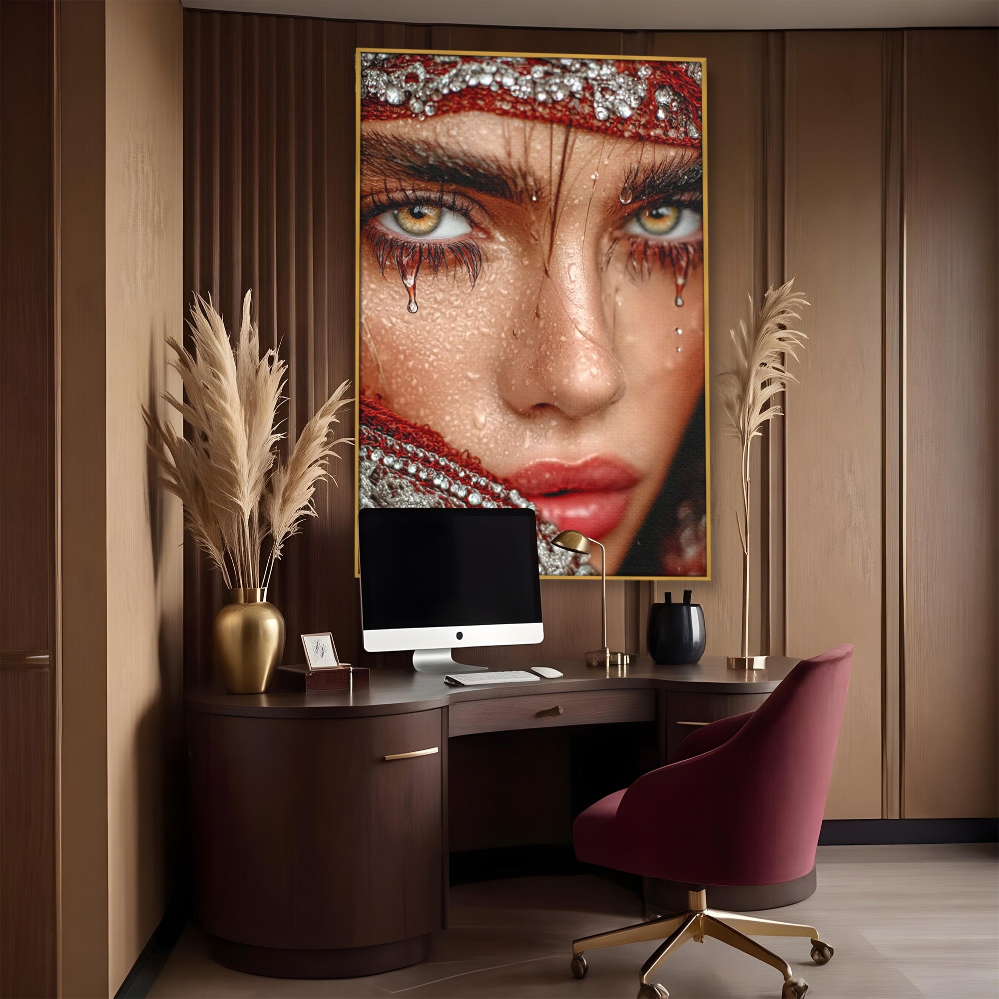 Tablou Canvas Premium LuxCanva® PI1353, Privire Hipnotica, Seductie, Exotic, Mister, Emotie, Detalii, Culori Vibrante, Living, Dormitor, Salon