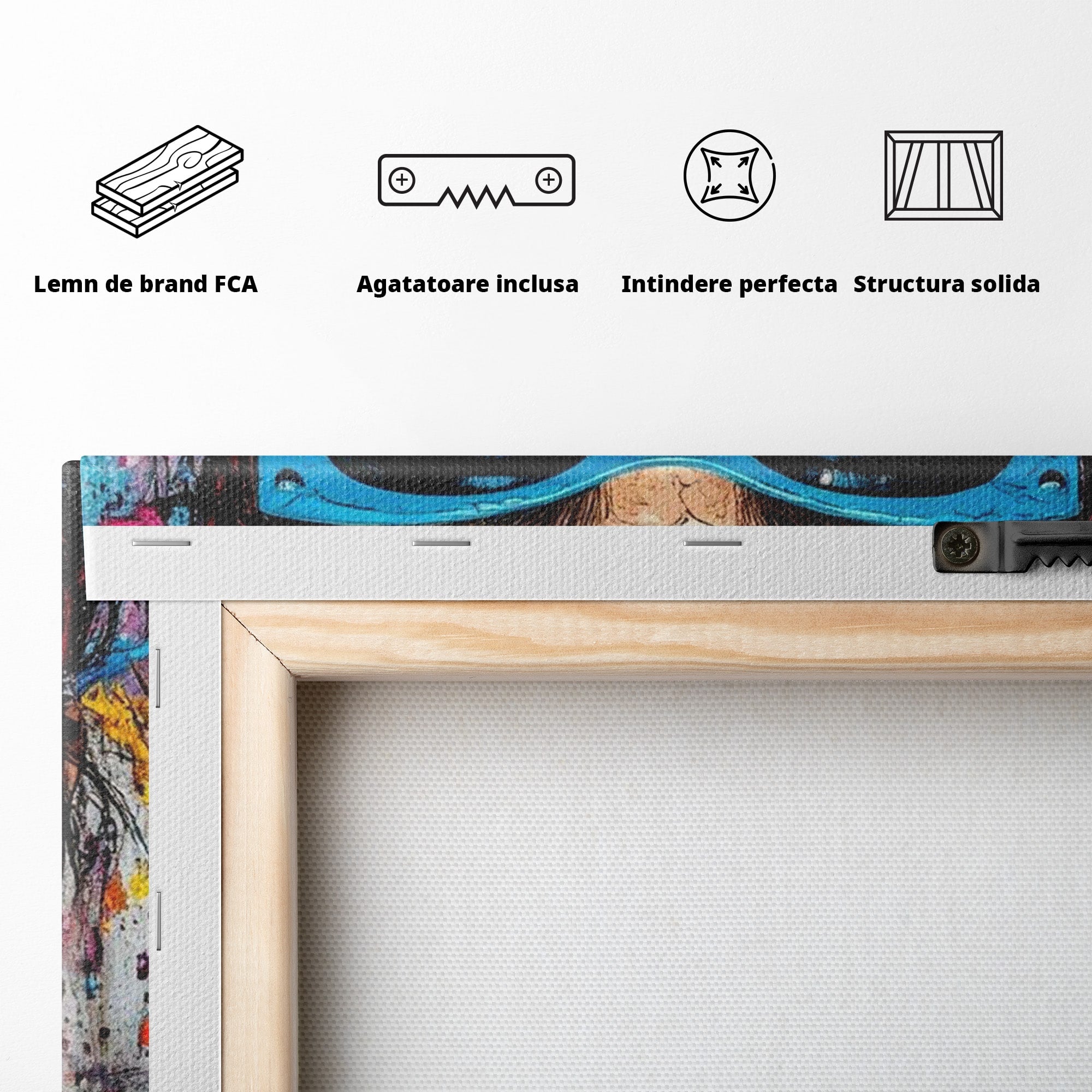 Tablou Canvas Premium LuxCanva® PI1354, Femeie Cu Ochelari, Portret, Lux, Moda, Modern, Culori Vibrante, Living, Dormitor, Salon