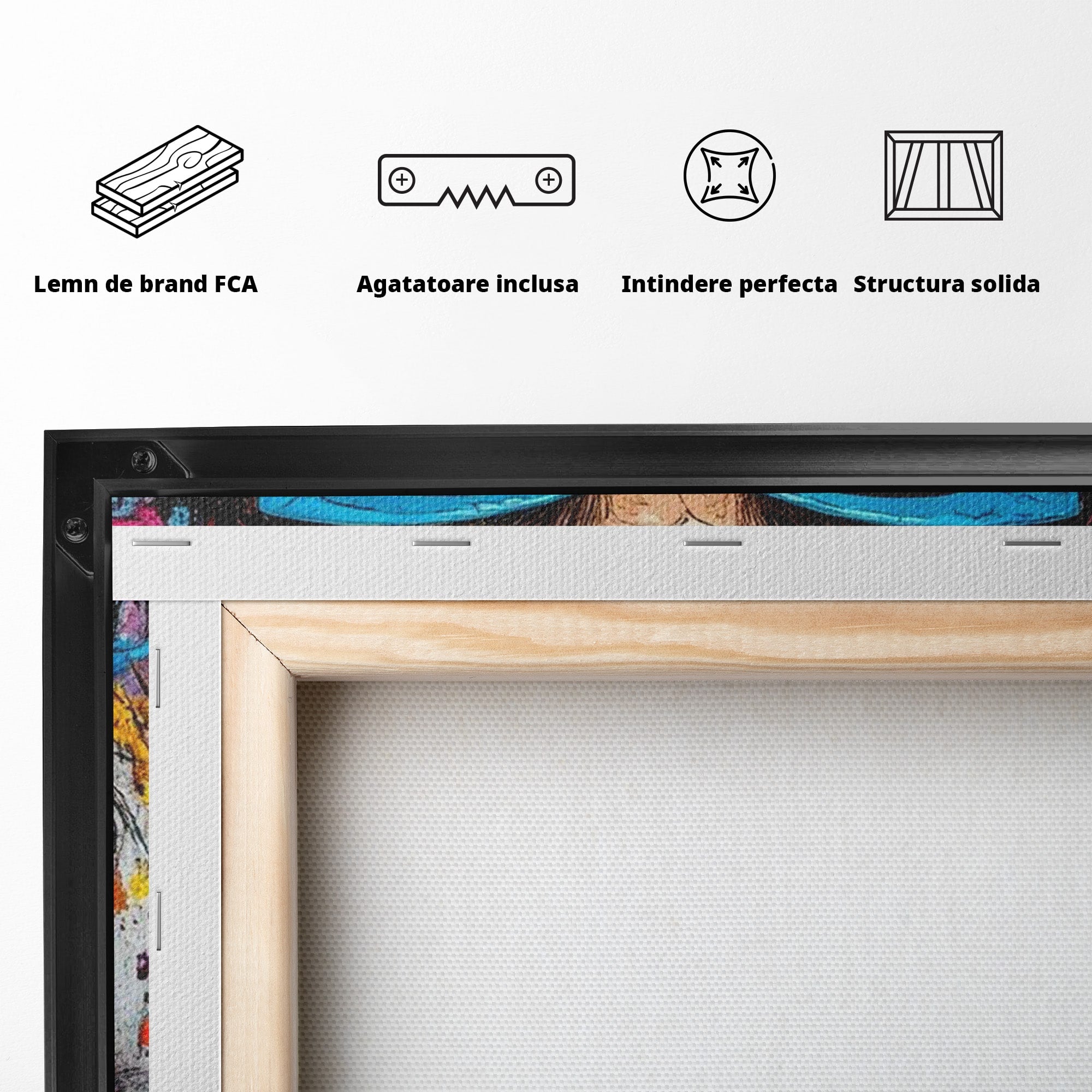 Tablou Canvas Premium LuxCanva® PI1354, Femeie Cu Ochelari, Portret, Lux, Moda, Modern, Culori Vibrante, Living, Dormitor, Salon