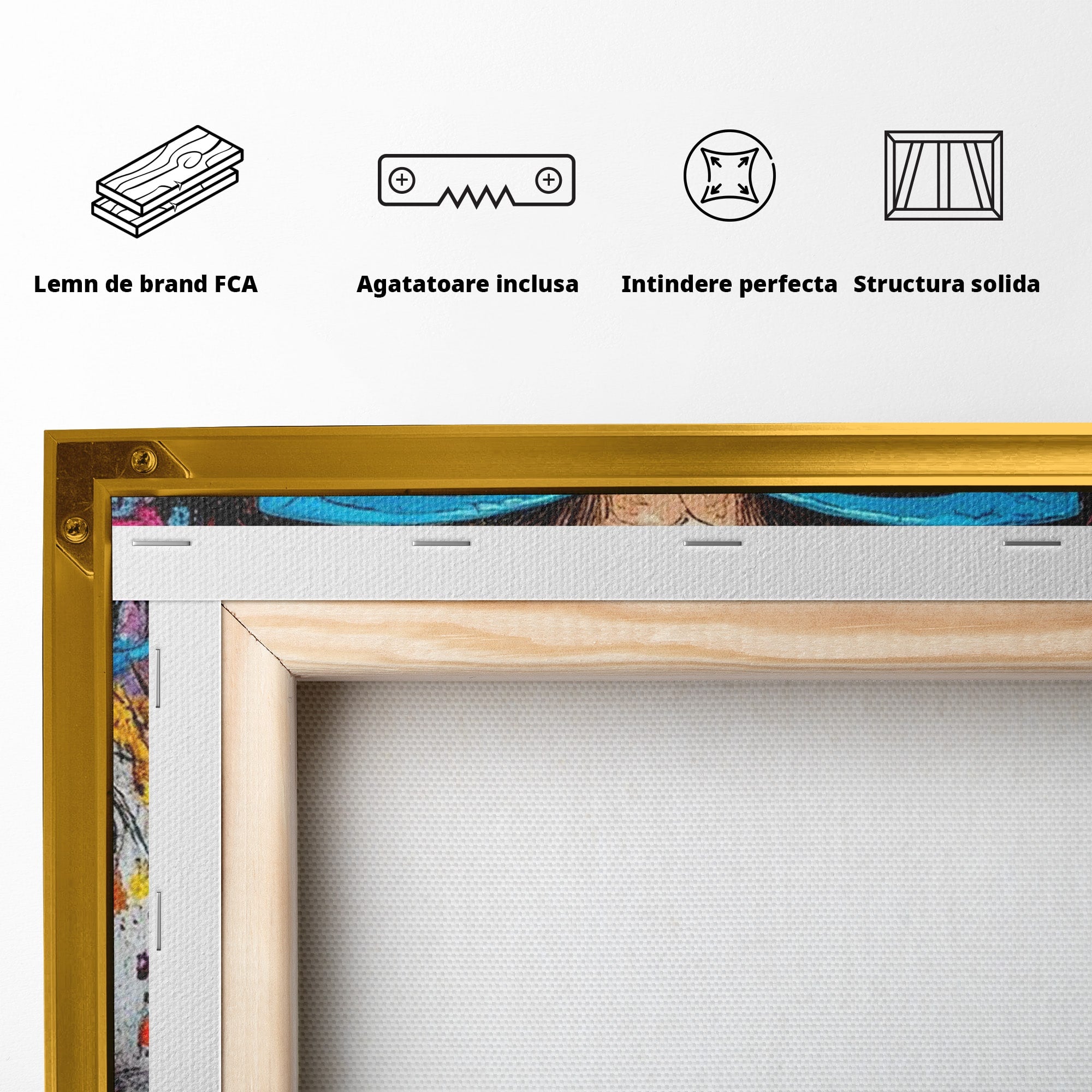 Tablou Canvas Premium LuxCanva® PI1354, Femeie Cu Ochelari, Portret, Lux, Moda, Modern, Culori Vibrante, Living, Dormitor, Salon