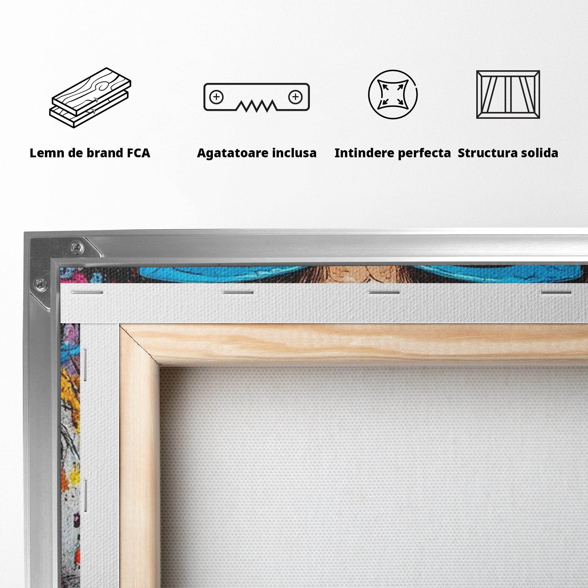 Tablou Canvas Premium LuxCanva® PI1354, Femeie Cu Ochelari, Portret, Lux, Moda, Modern, Culori Vibrante, Living, Dormitor, Salon