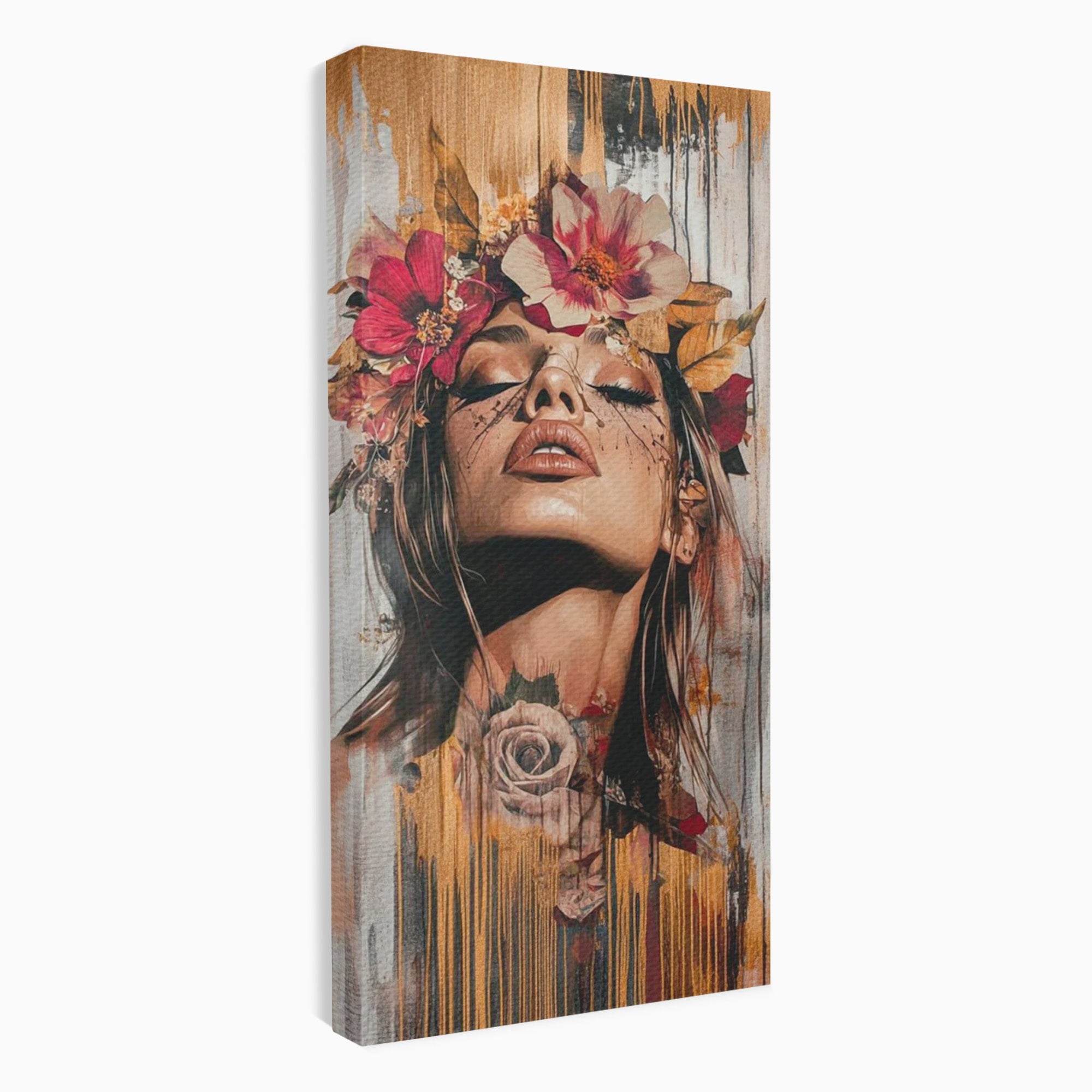 Tablou Canvas Premium LuxCanva® PI1355, Muza Boema, Floare, Feminitate, Coroana, Arta, Culori Vibrante, Living, Dormitor, Salon