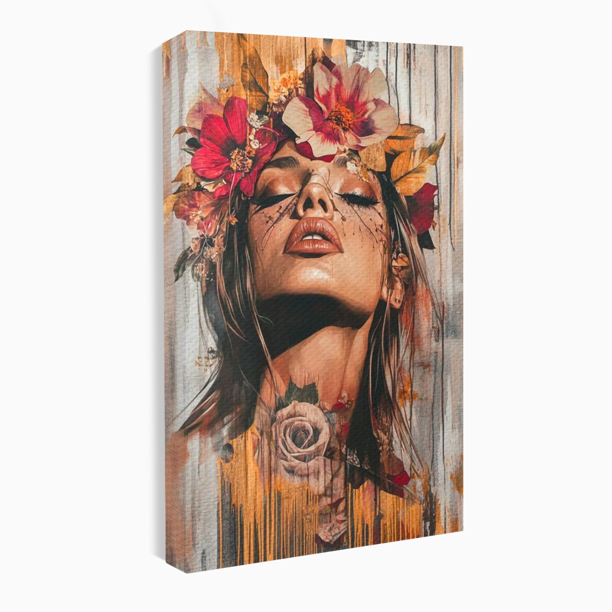 Tablou Canvas Premium LuxCanva® PI1355, Muza Boema, Floare, Feminitate, Coroana, Arta, Culori Vibrante, Living, Dormitor, Salon