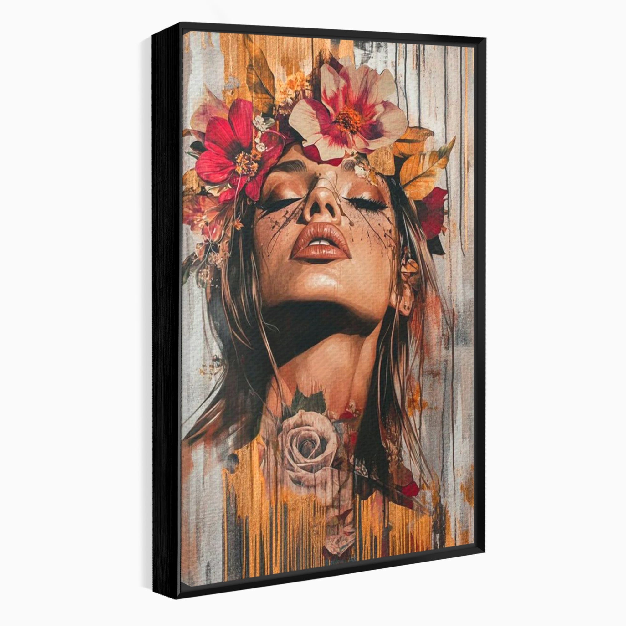 Tablou Canvas Premium LuxCanva® PI1355, Muza Boema, Floare, Feminitate, Coroana, Arta, Culori Vibrante, Living, Dormitor, Salon