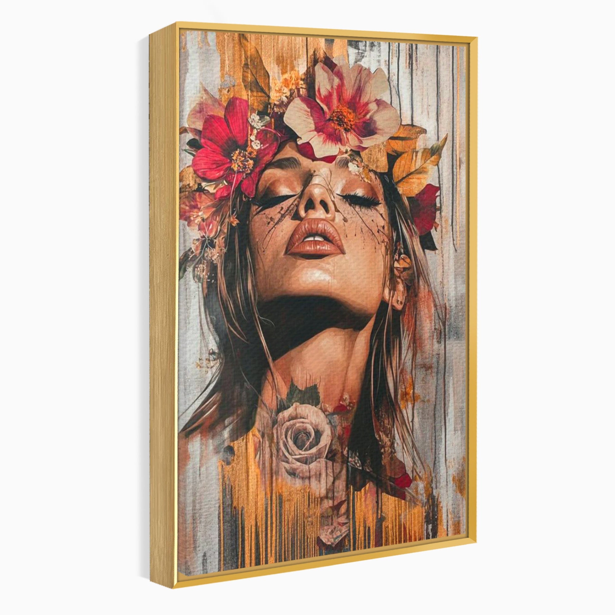 Tablou Canvas Premium LuxCanva® PI1355, Muza Boema, Floare, Feminitate, Coroana, Arta, Culori Vibrante, Living, Dormitor, Salon