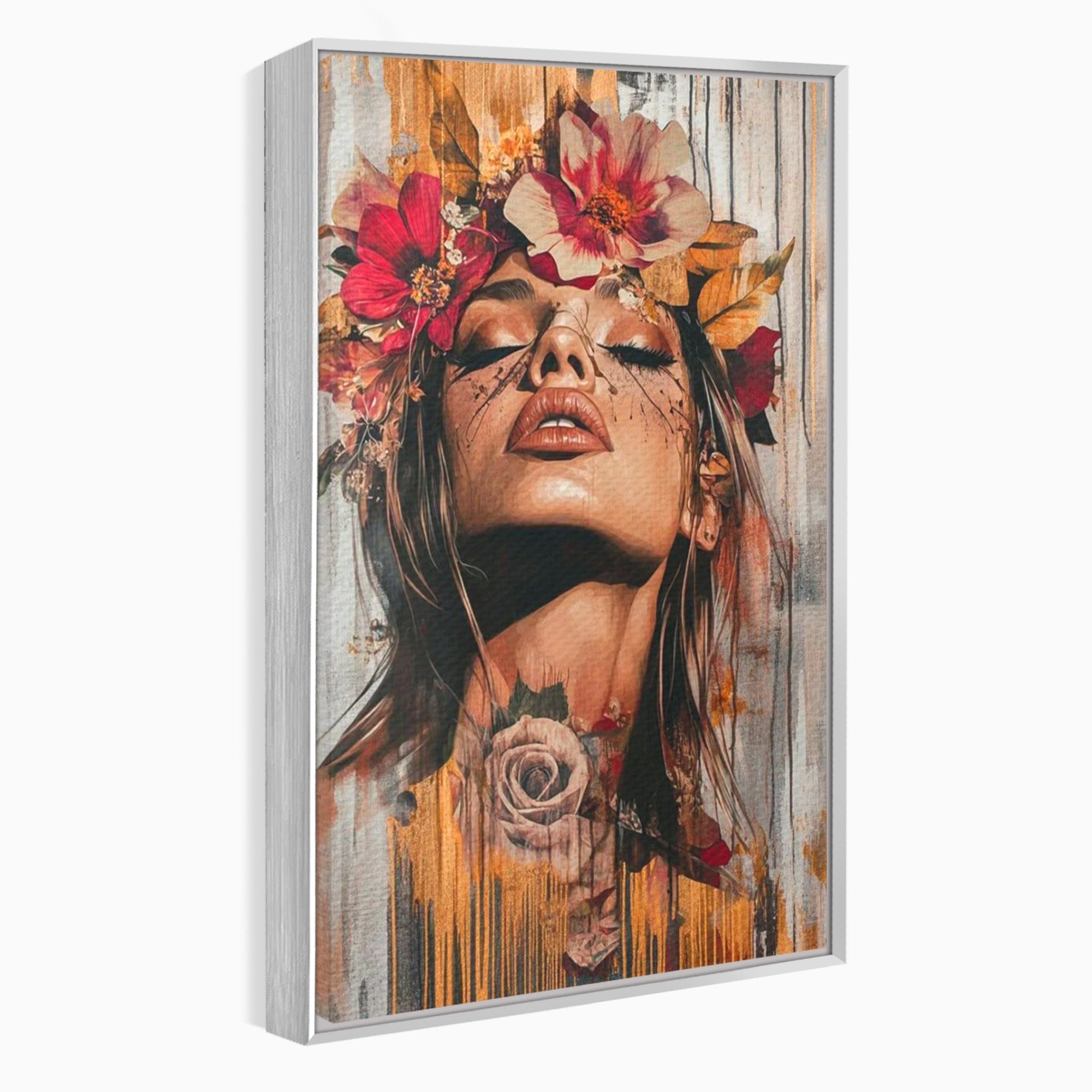 Tablou Canvas Premium LuxCanva® PI1355, Muza Boema, Floare, Feminitate, Coroana, Arta, Culori Vibrante, Living, Dormitor, Salon