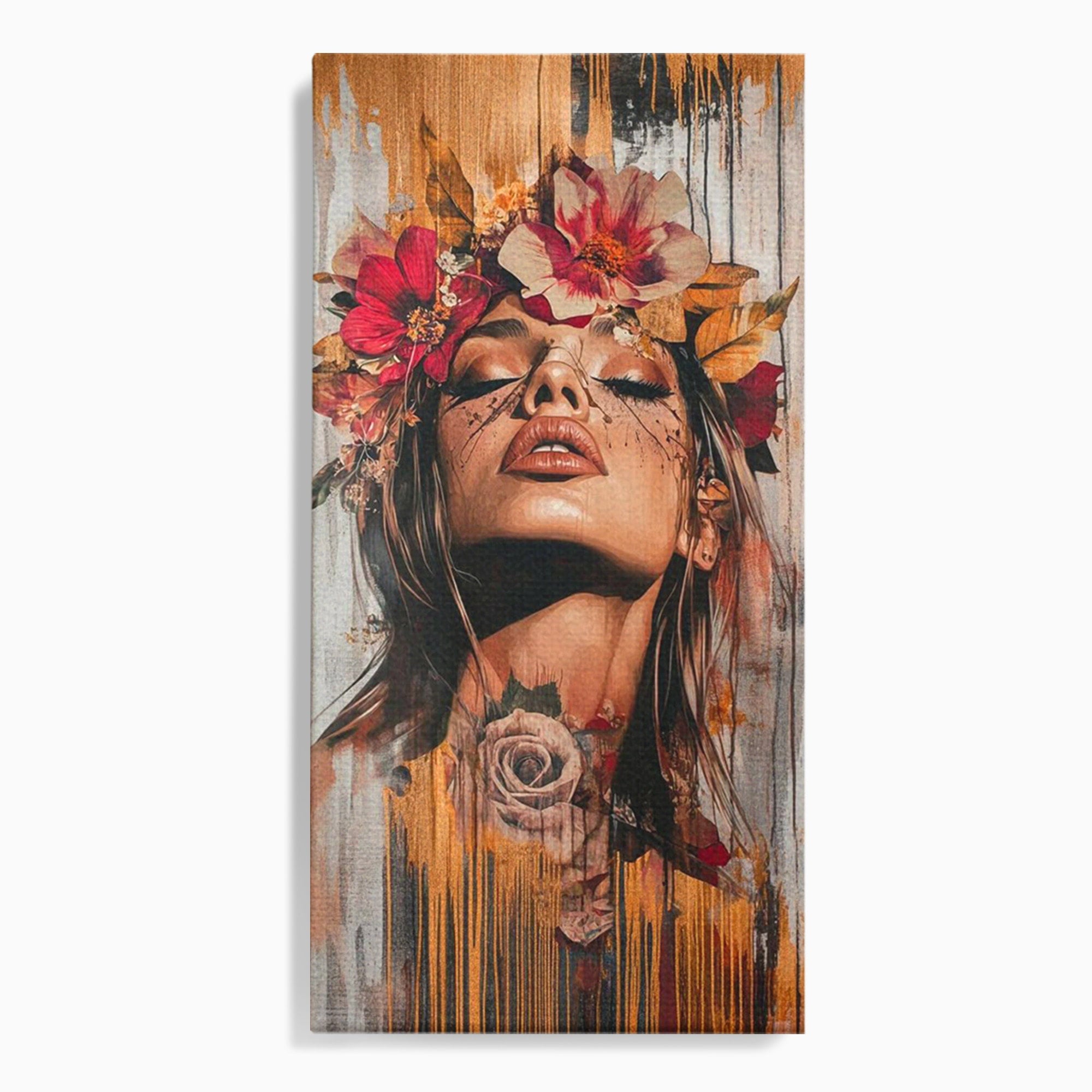 Tablou Canvas Premium LuxCanva® PI1355, Muza Boema, Floare, Feminitate, Coroana, Arta, Culori Vibrante, Living, Dormitor, Salon