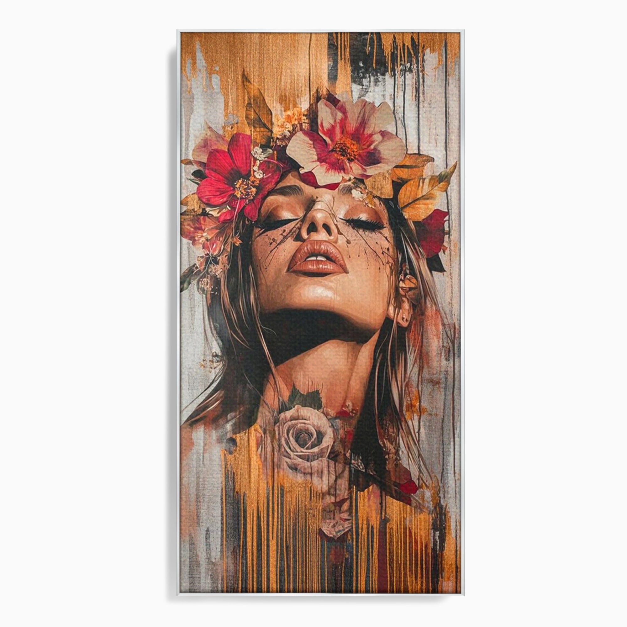 Tablou Canvas Premium LuxCanva® PI1355, Muza Boema, Floare, Feminitate, Coroana, Arta, Culori Vibrante, Living, Dormitor, Salon
