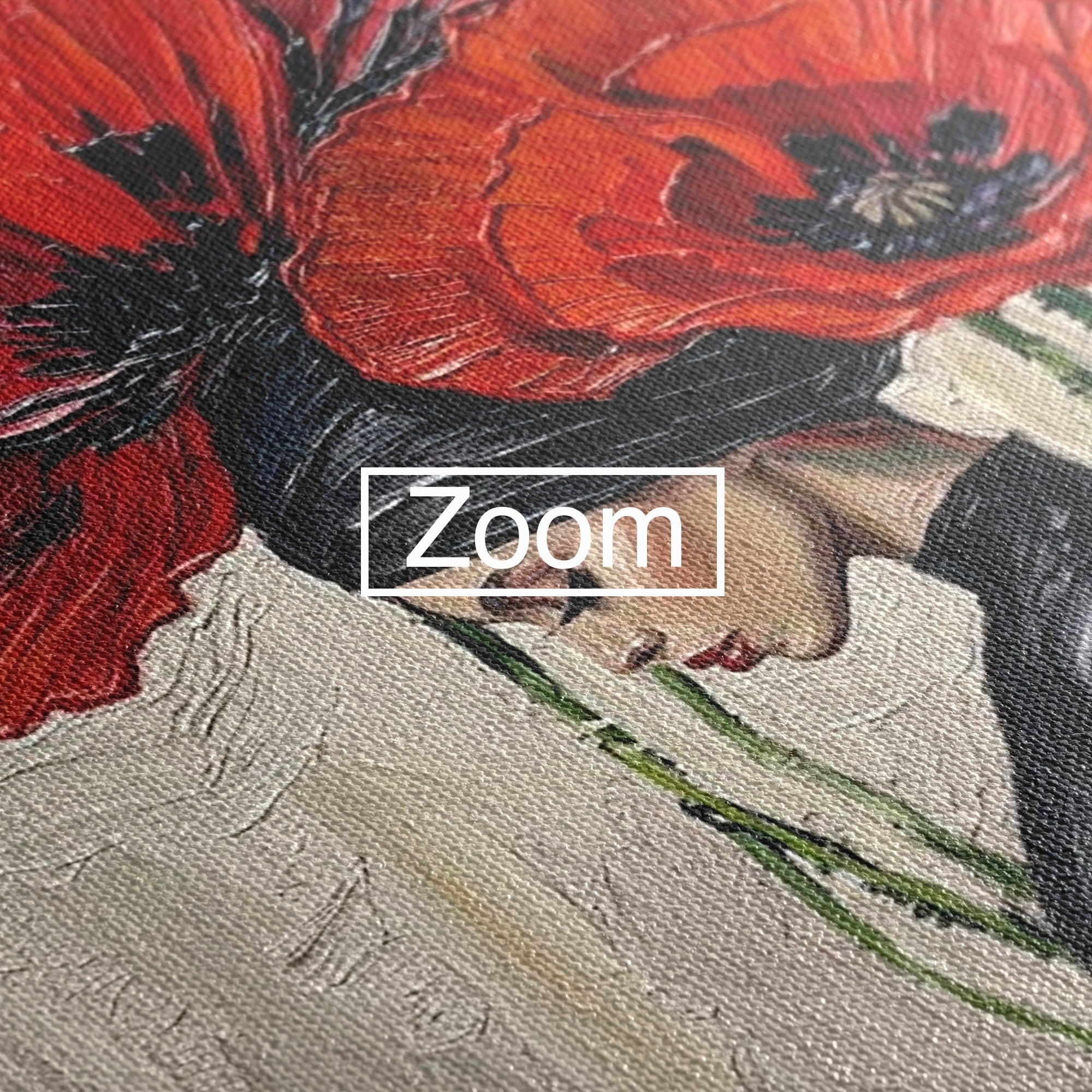 Tablou Canvas Premium LuxCanva® PI1356, Silueta Printre Maci, Femeie, Flori, Buchet, Eleganta, Rosu, Culori Vibrante, Living, Dormitor, Salon