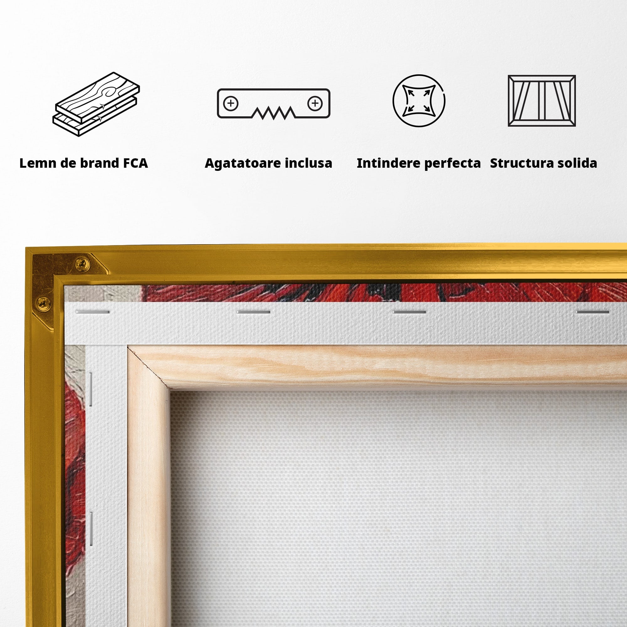 Tablou Canvas Premium LuxCanva® PI1356, Silueta Printre Maci, Femeie, Flori, Buchet, Eleganta, Rosu, Culori Vibrante, Living, Dormitor, Salon