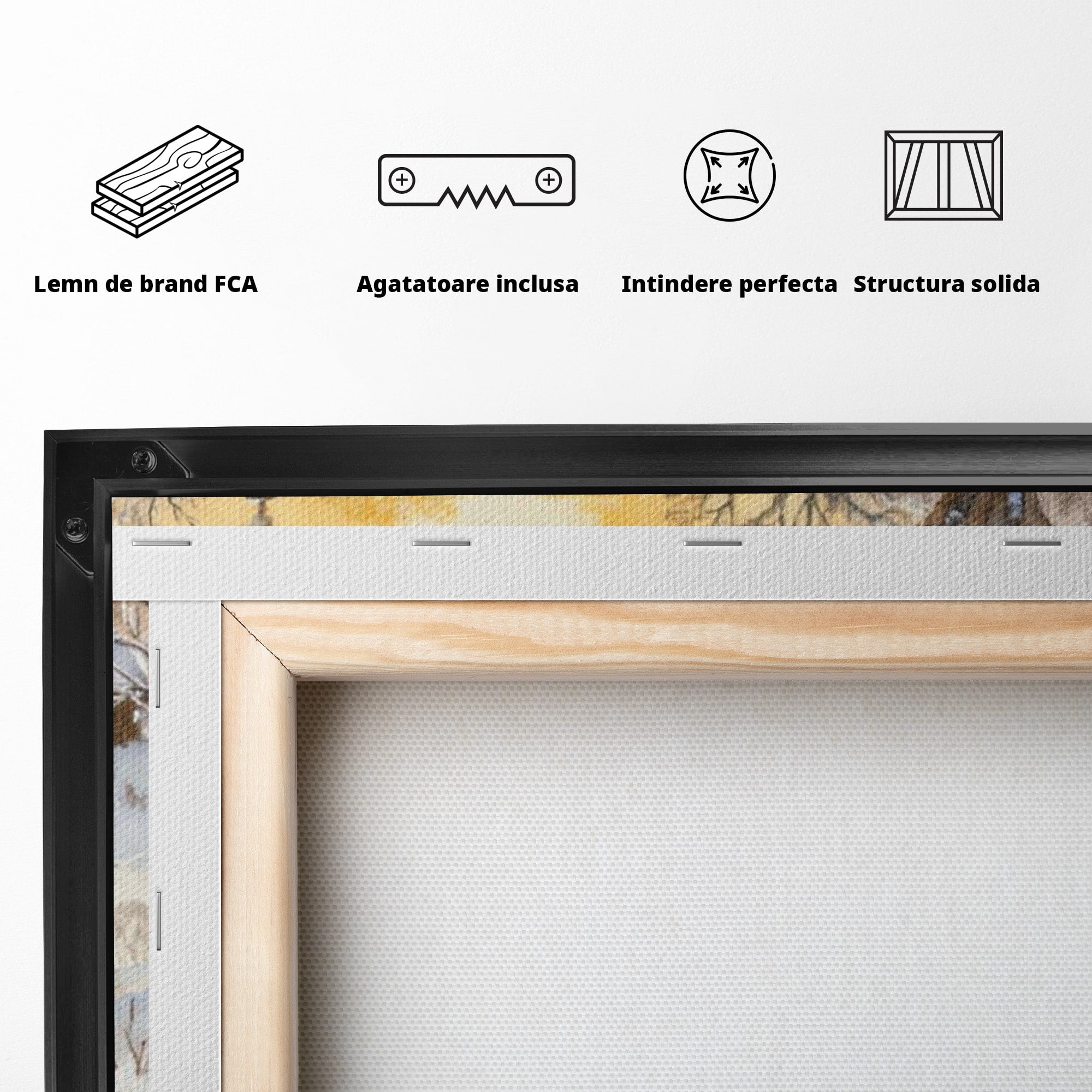 Tablou Canvas Premium LuxCanva® PI1358, Magia Iernii cu Winnie, Padure, Prietenie, Desene Animate, Natura, Copii, Culori Vibrante, Dormitor, Camera Copii