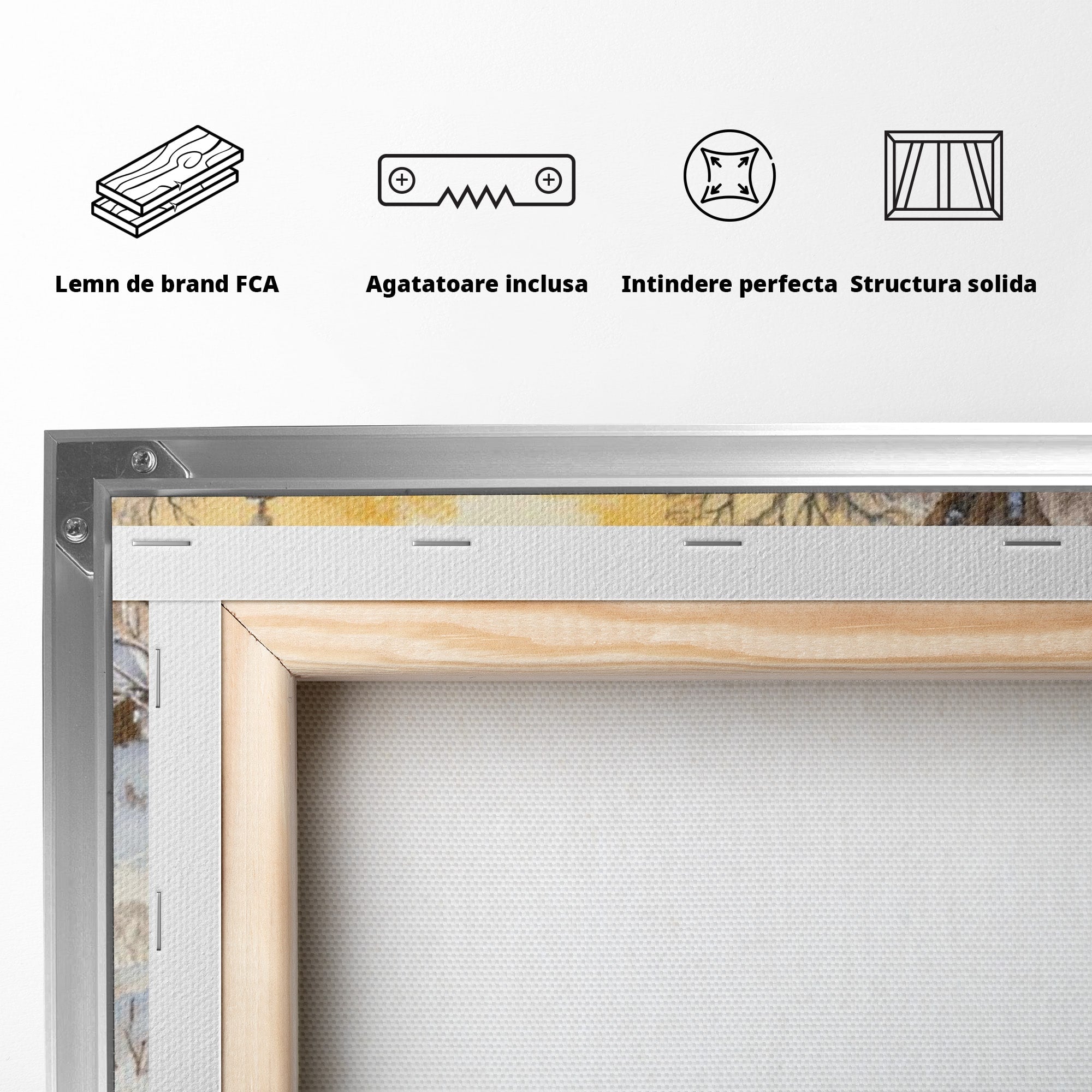Tablou Canvas Premium LuxCanva® PI1358, Magia Iernii cu Winnie, Padure, Prietenie, Desene Animate, Natura, Copii, Culori Vibrante, Dormitor, Camera Copii