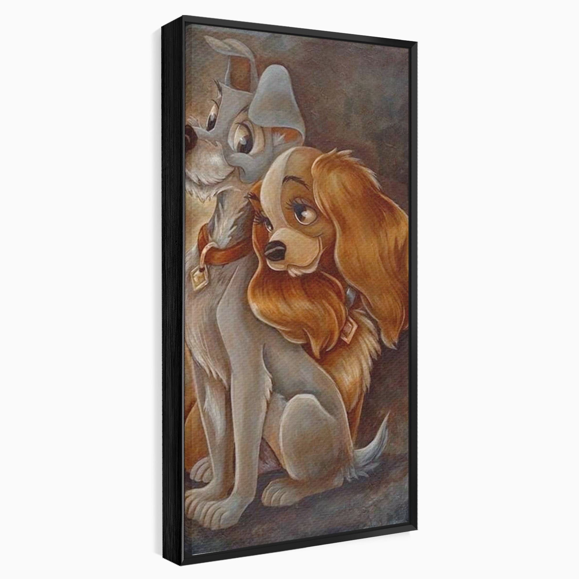 Tablou Canvas Premium LuxCanva® PI1360, Doamna si Vagabondul, Caini, Animatie, Disney, Iubire, Culori Vibrante, Living, Dormitor, Camera Copii