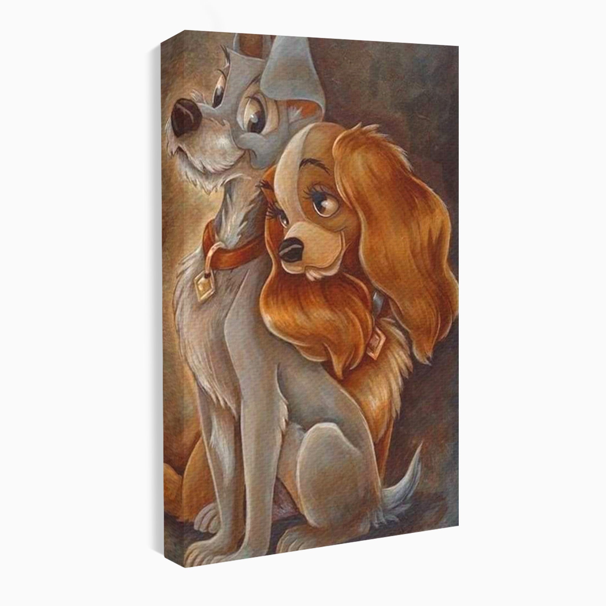 Tablou Canvas Premium LuxCanva® PI1360, Doamna si Vagabondul, Caini, Animatie, Disney, Iubire, Culori Vibrante, Living, Dormitor, Camera Copii