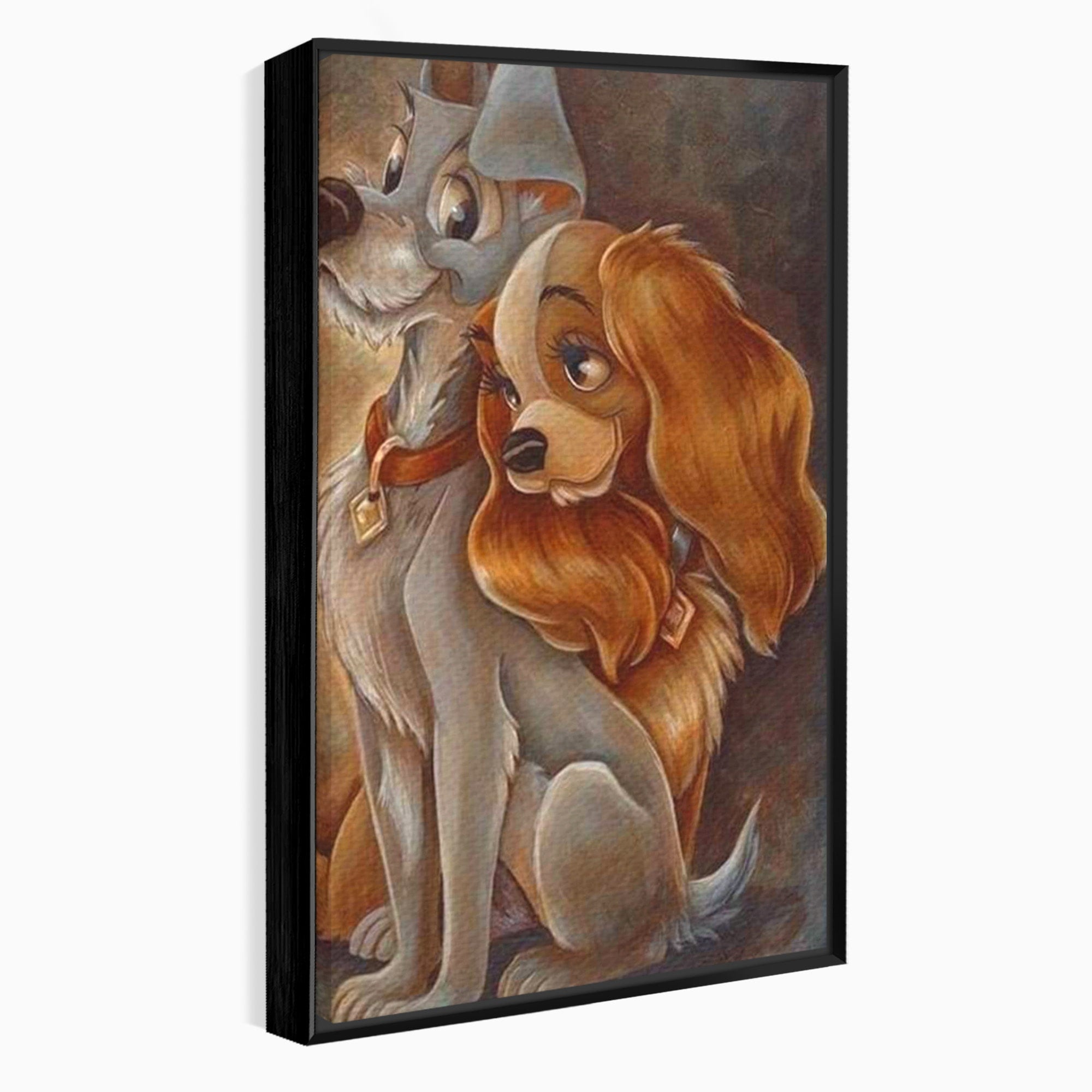 Tablou Canvas Premium LuxCanva® PI1360, Doamna si Vagabondul, Caini, Animatie, Disney, Iubire, Culori Vibrante, Living, Dormitor, Camera Copii