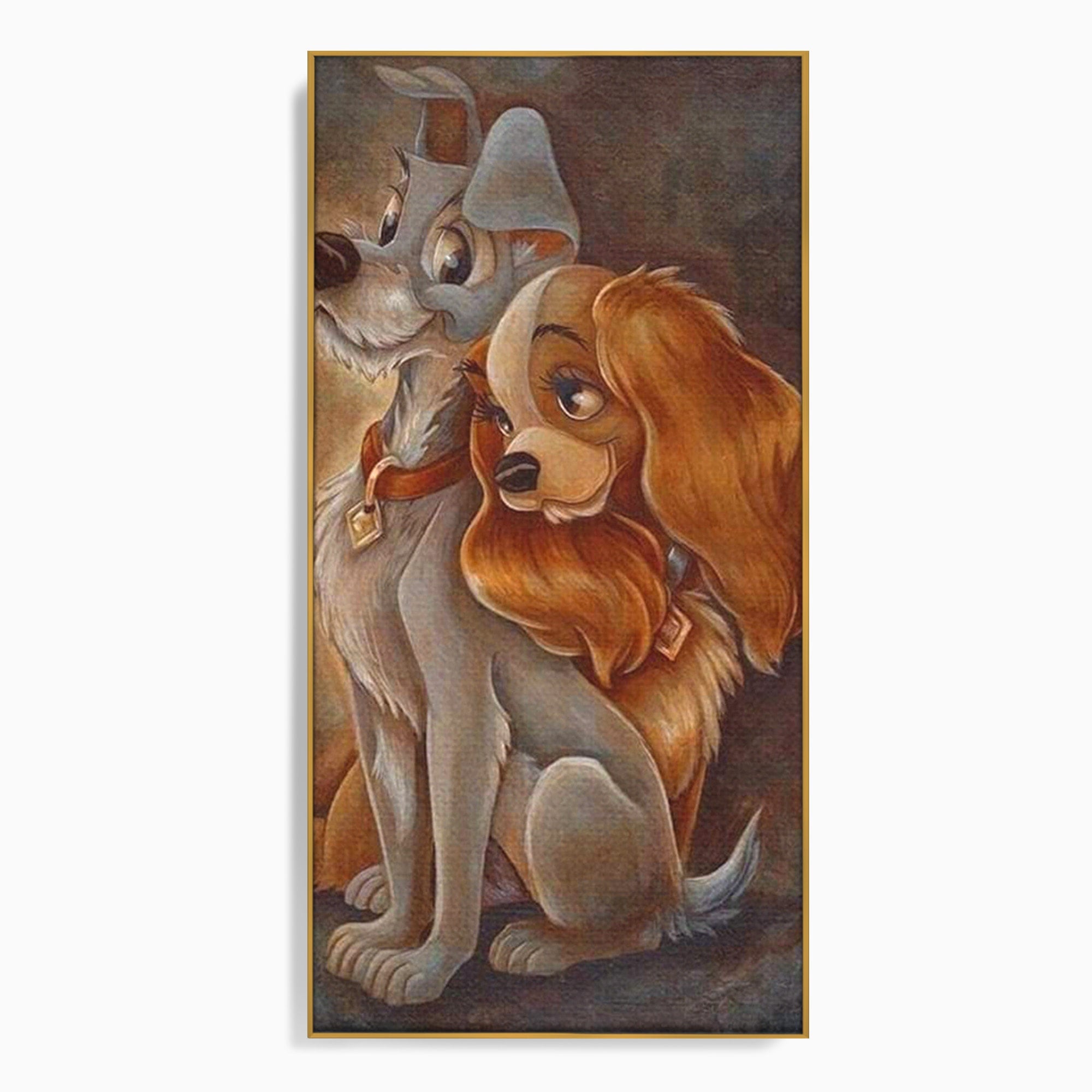 Tablou Canvas Premium LuxCanva® PI1360, Doamna si Vagabondul, Caini, Animatie, Disney, Iubire, Culori Vibrante, Living, Dormitor, Camera Copii