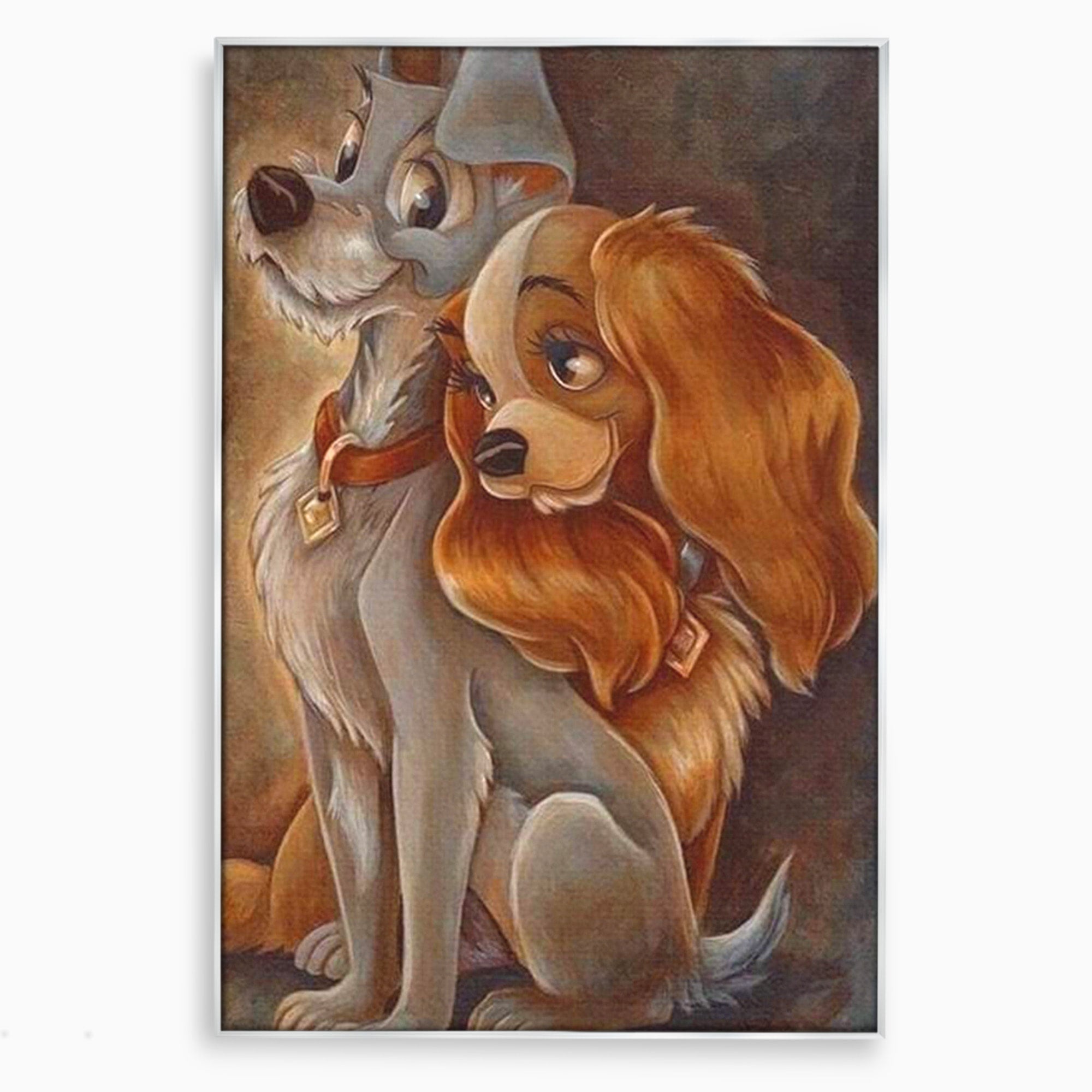 Tablou Canvas Premium LuxCanva® PI1360, Doamna si Vagabondul, Caini, Animatie, Disney, Iubire, Culori Vibrante, Living, Dormitor, Camera Copii