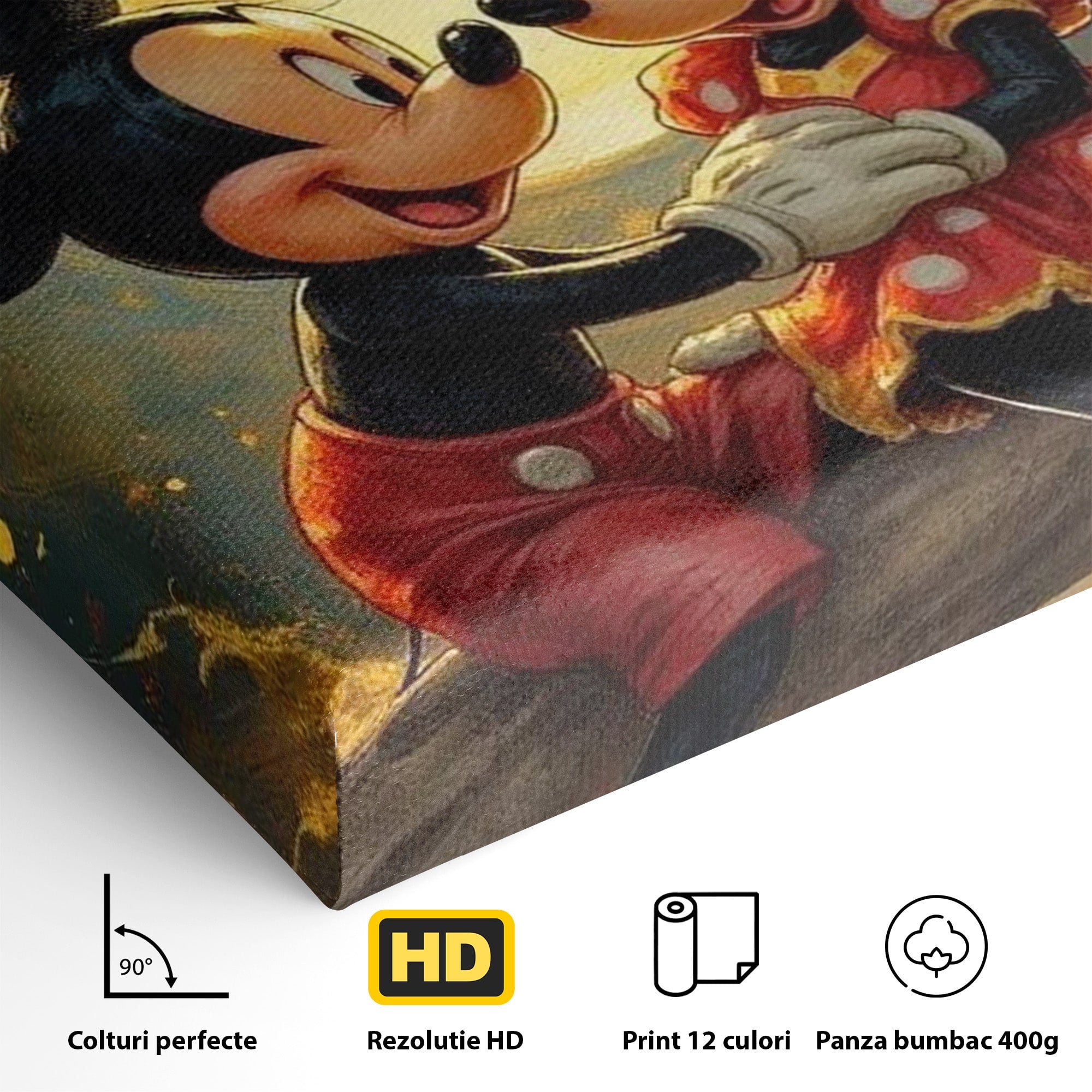 Tablou Canvas Premium LuxCanva® PI1361, Iubire Sub Clar De Luna, Mickey, Iubire, Minnie, Disney, Fantezie, Culori Vibrante, Living, Dormitor, Camera Copii