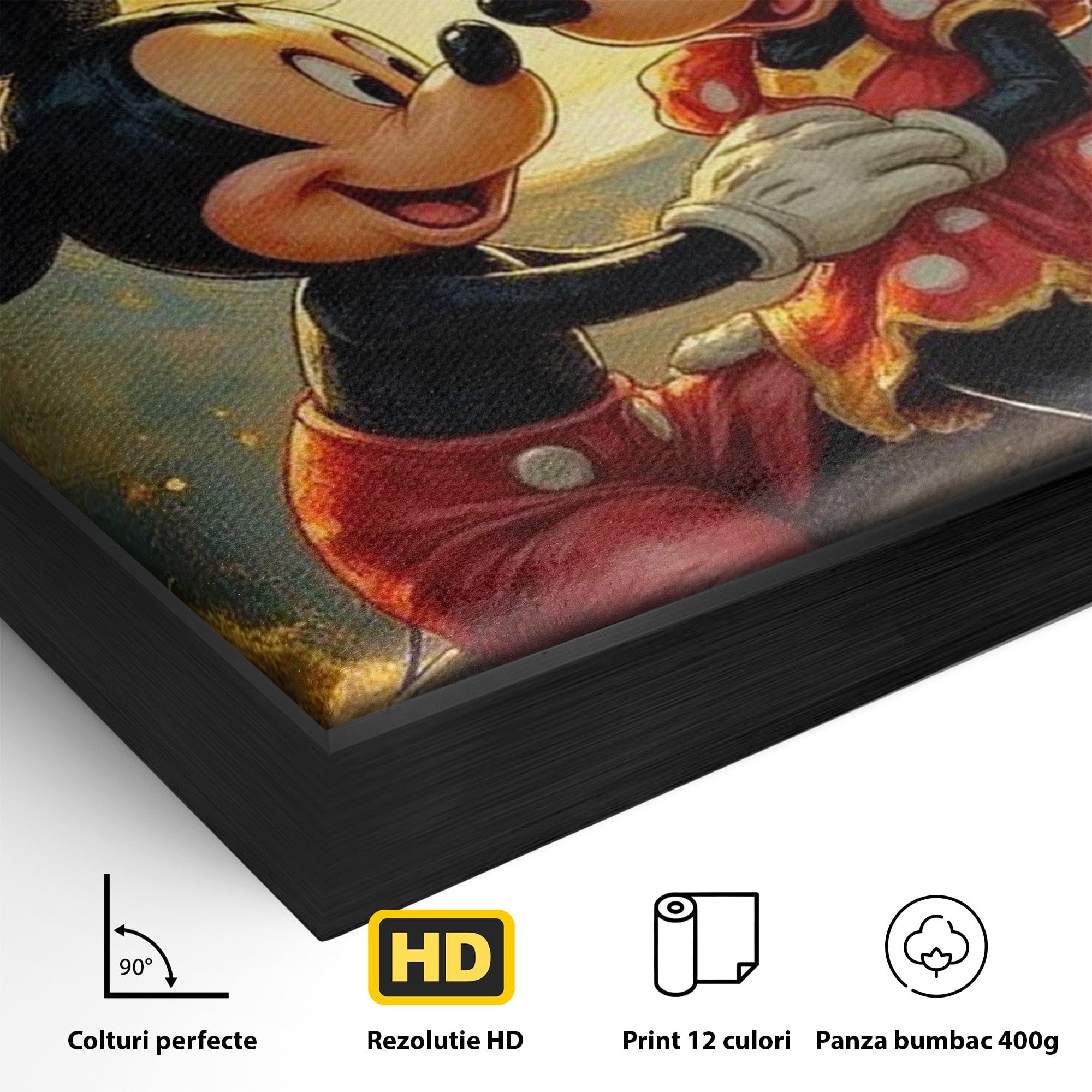 Tablou Canvas Premium LuxCanva® PI1361, Iubire Sub Clar De Luna, Mickey, Iubire, Minnie, Disney, Fantezie, Culori Vibrante, Living, Dormitor, Camera Copii