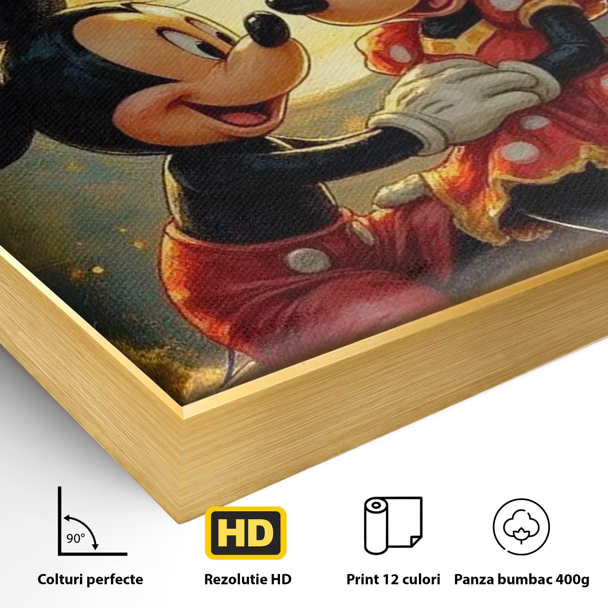 Tablou Canvas Premium LuxCanva® PI1361, Iubire Sub Clar De Luna, Mickey, Iubire, Minnie, Disney, Fantezie, Culori Vibrante, Living, Dormitor, Camera Copii