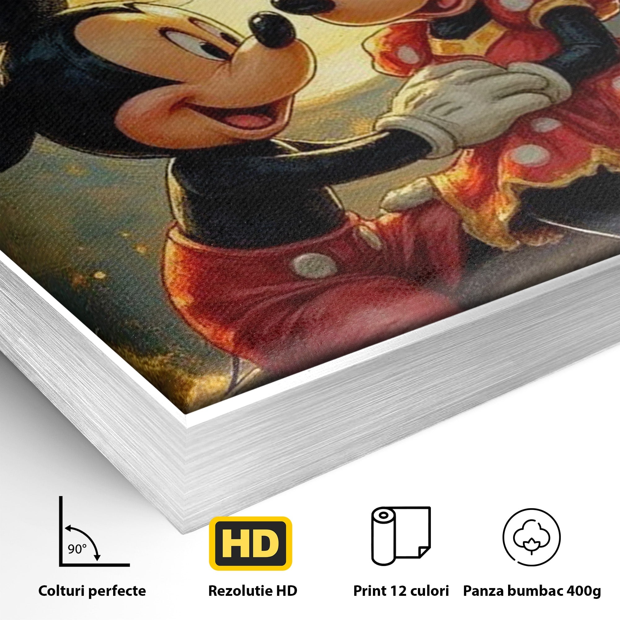 Tablou Canvas Premium LuxCanva® PI1361, Iubire Sub Clar De Luna, Mickey, Iubire, Minnie, Disney, Fantezie, Culori Vibrante, Living, Dormitor, Camera Copii