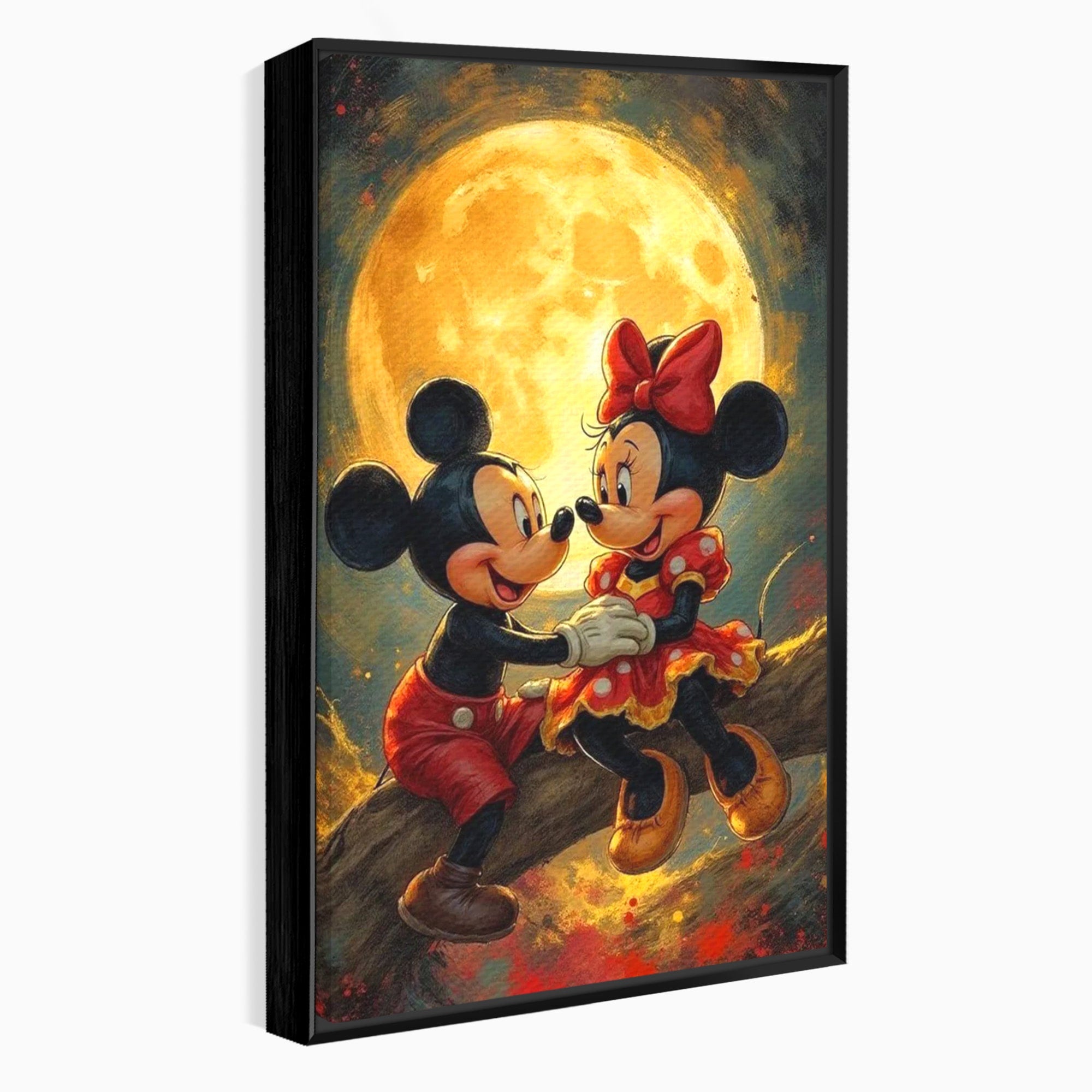 Tablou Canvas Premium LuxCanva® PI1361, Iubire Sub Clar De Luna, Mickey, Iubire, Minnie, Disney, Fantezie, Culori Vibrante, Living, Dormitor, Camera Copii
