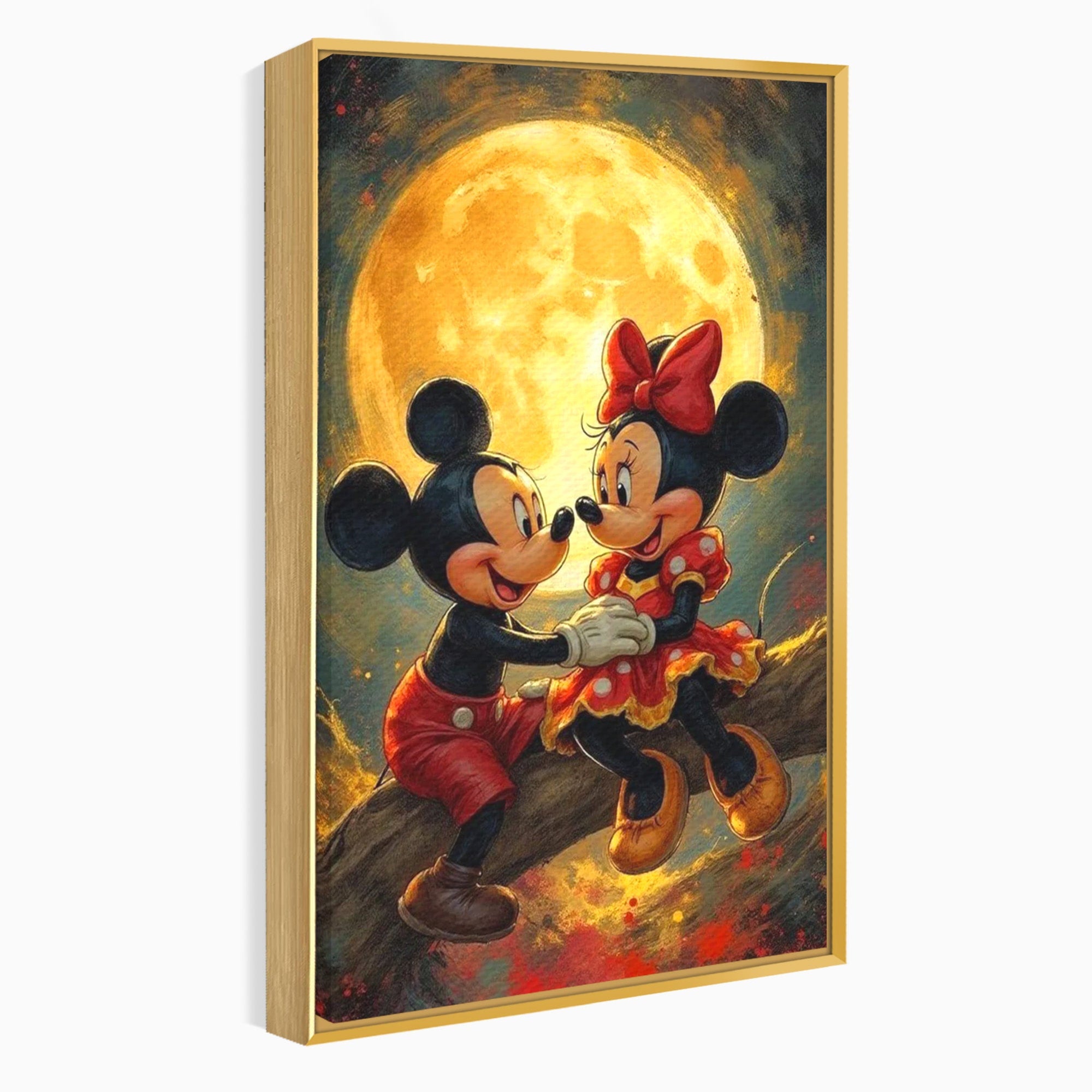 Tablou Canvas Premium LuxCanva® PI1361, Iubire Sub Clar De Luna, Mickey, Iubire, Minnie, Disney, Fantezie, Culori Vibrante, Living, Dormitor, Camera Copii