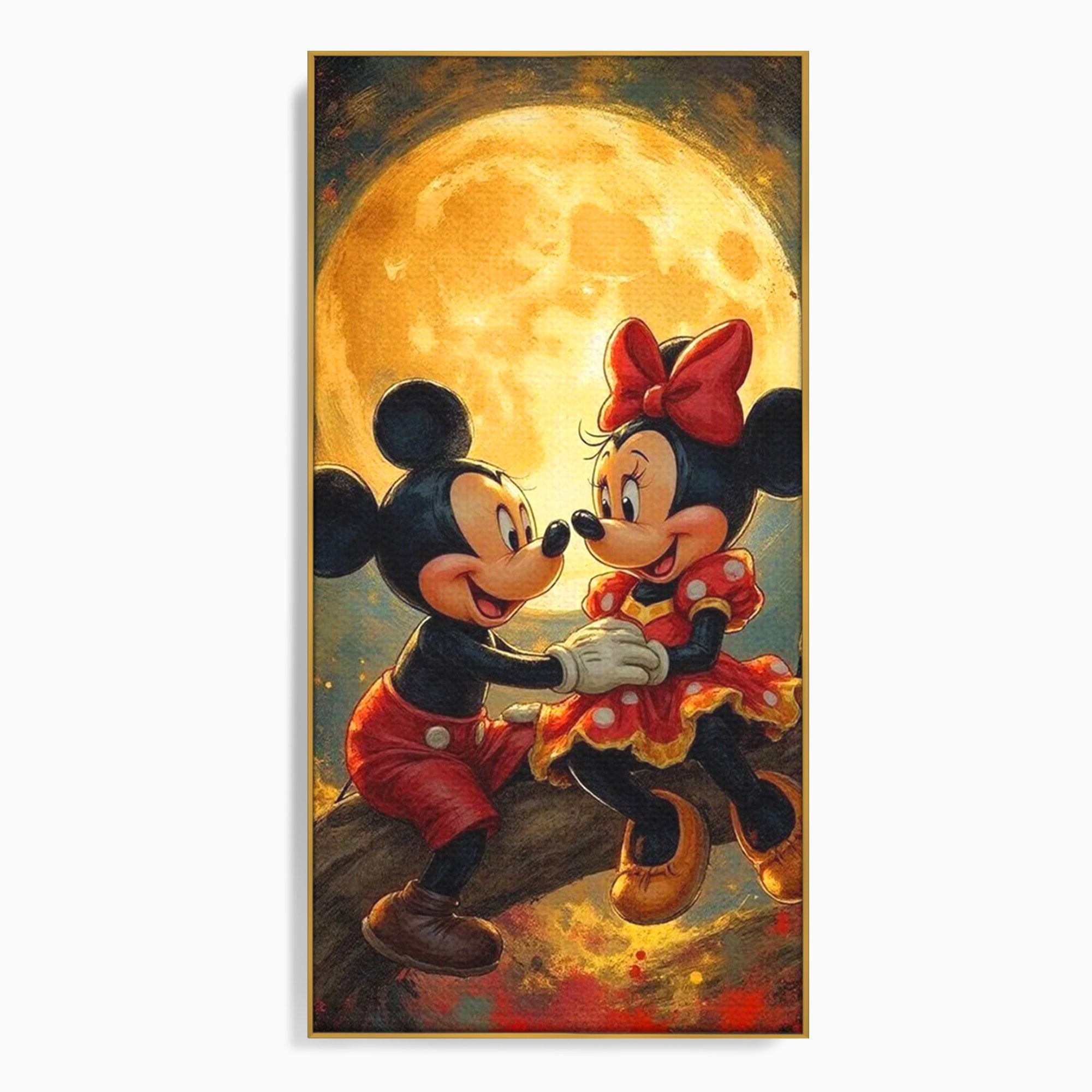 Tablou Canvas Premium LuxCanva® PI1361, Iubire Sub Clar De Luna, Mickey, Iubire, Minnie, Disney, Fantezie, Culori Vibrante, Living, Dormitor, Camera Copii