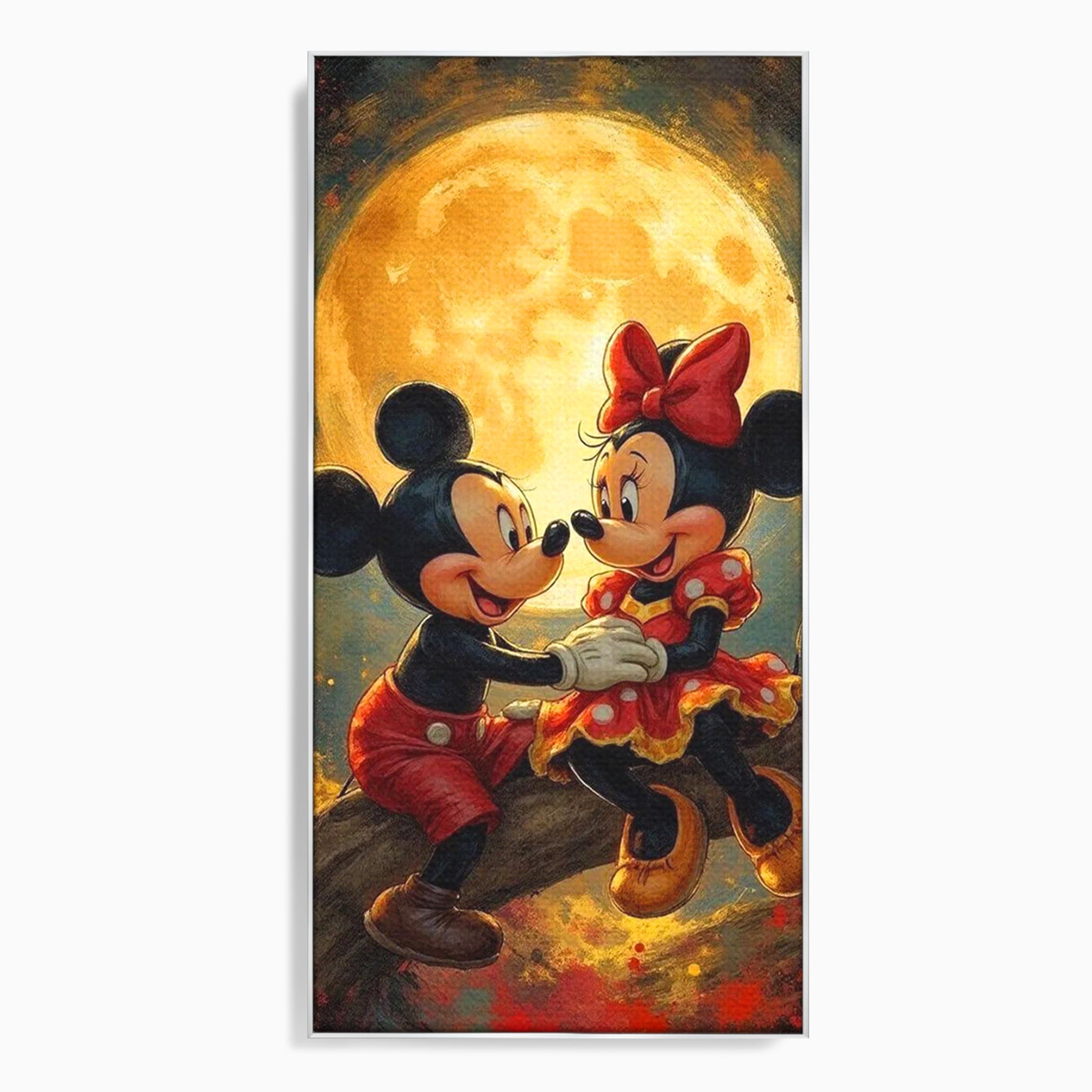 Tablou Canvas Premium LuxCanva® PI1361, Iubire Sub Clar De Luna, Mickey, Iubire, Minnie, Disney, Fantezie, Culori Vibrante, Living, Dormitor, Camera Copii